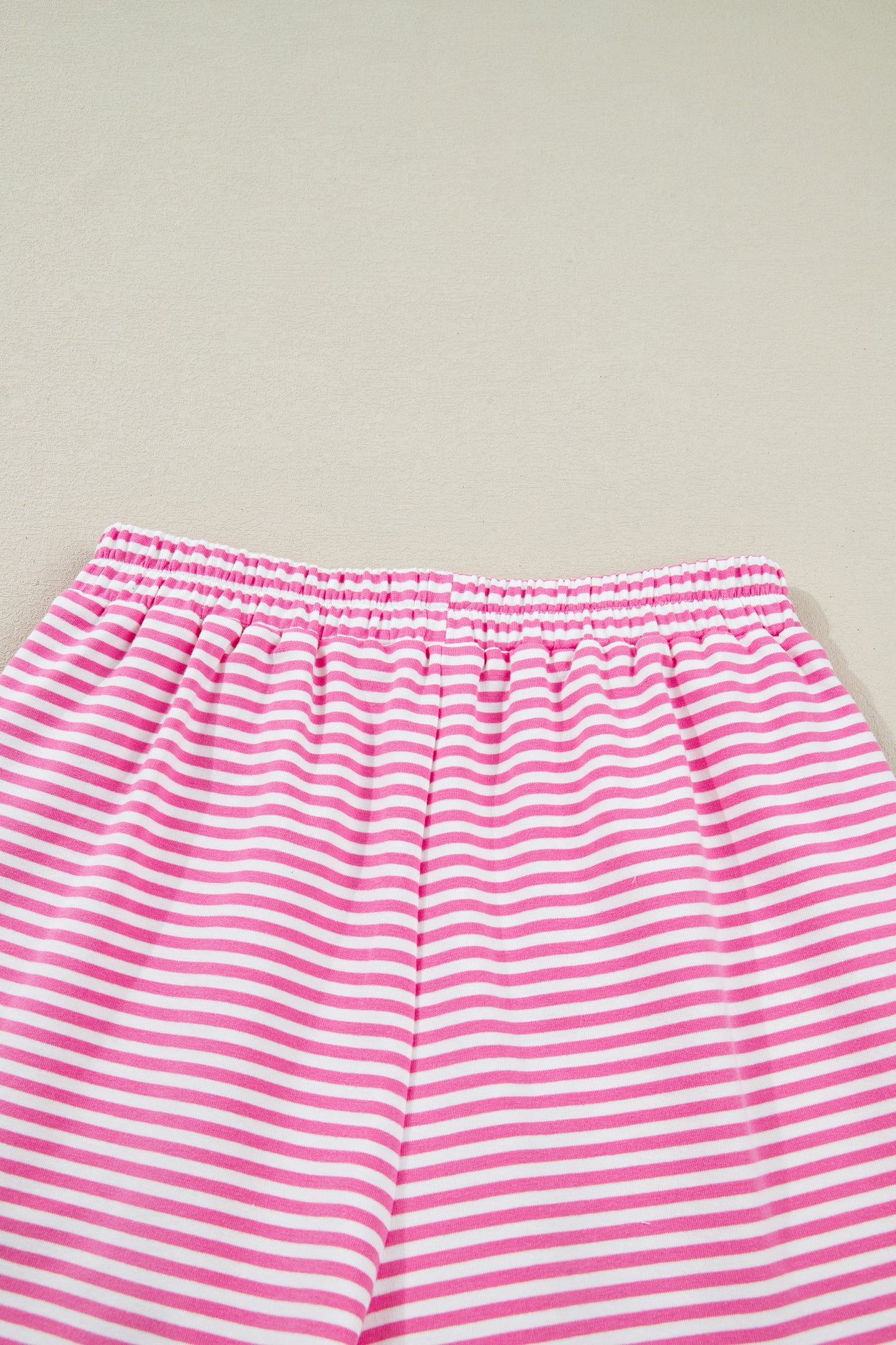 Pink Striped Sweatshirt and Shorts Set