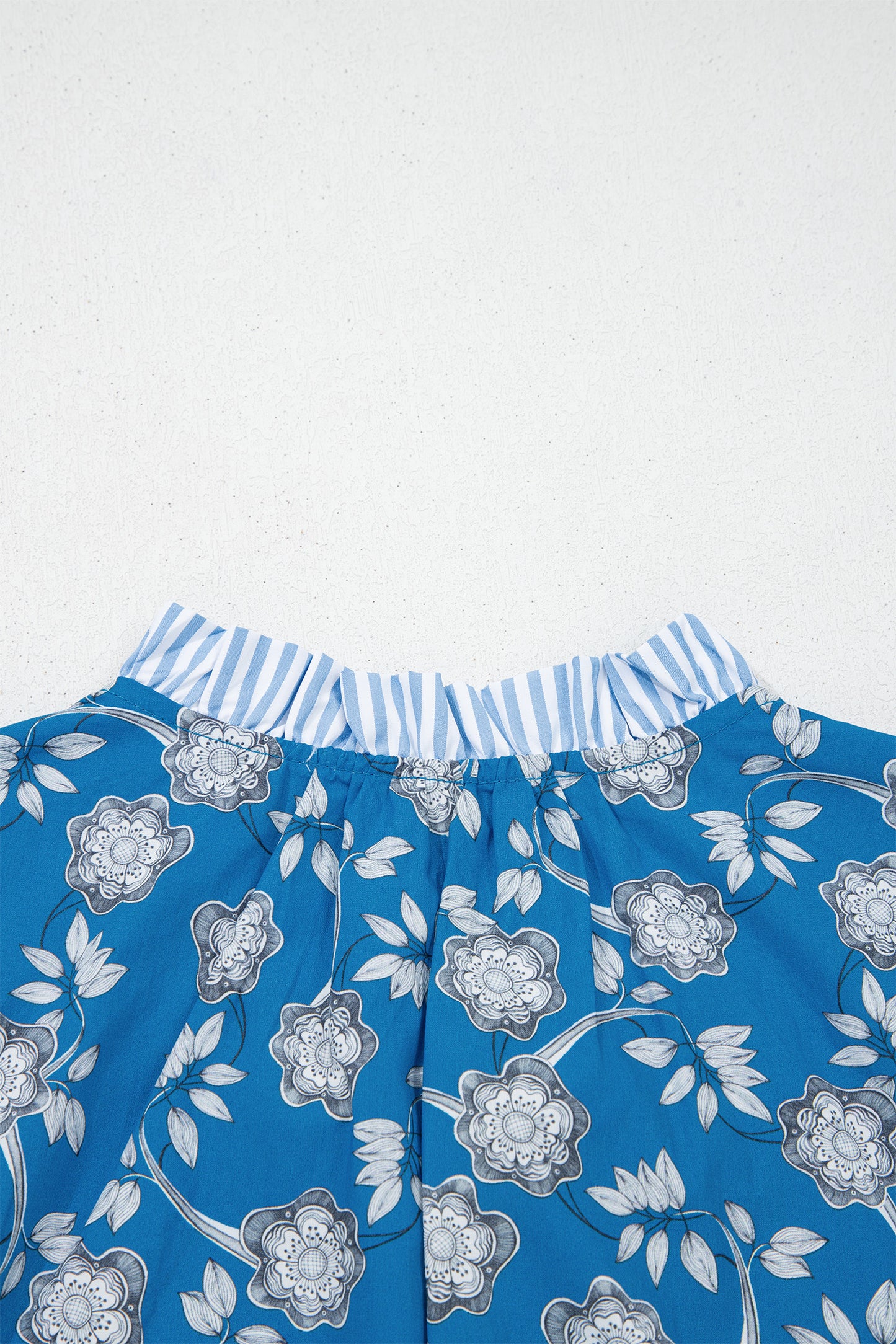 Blue Floral Short Sleeve Blouse