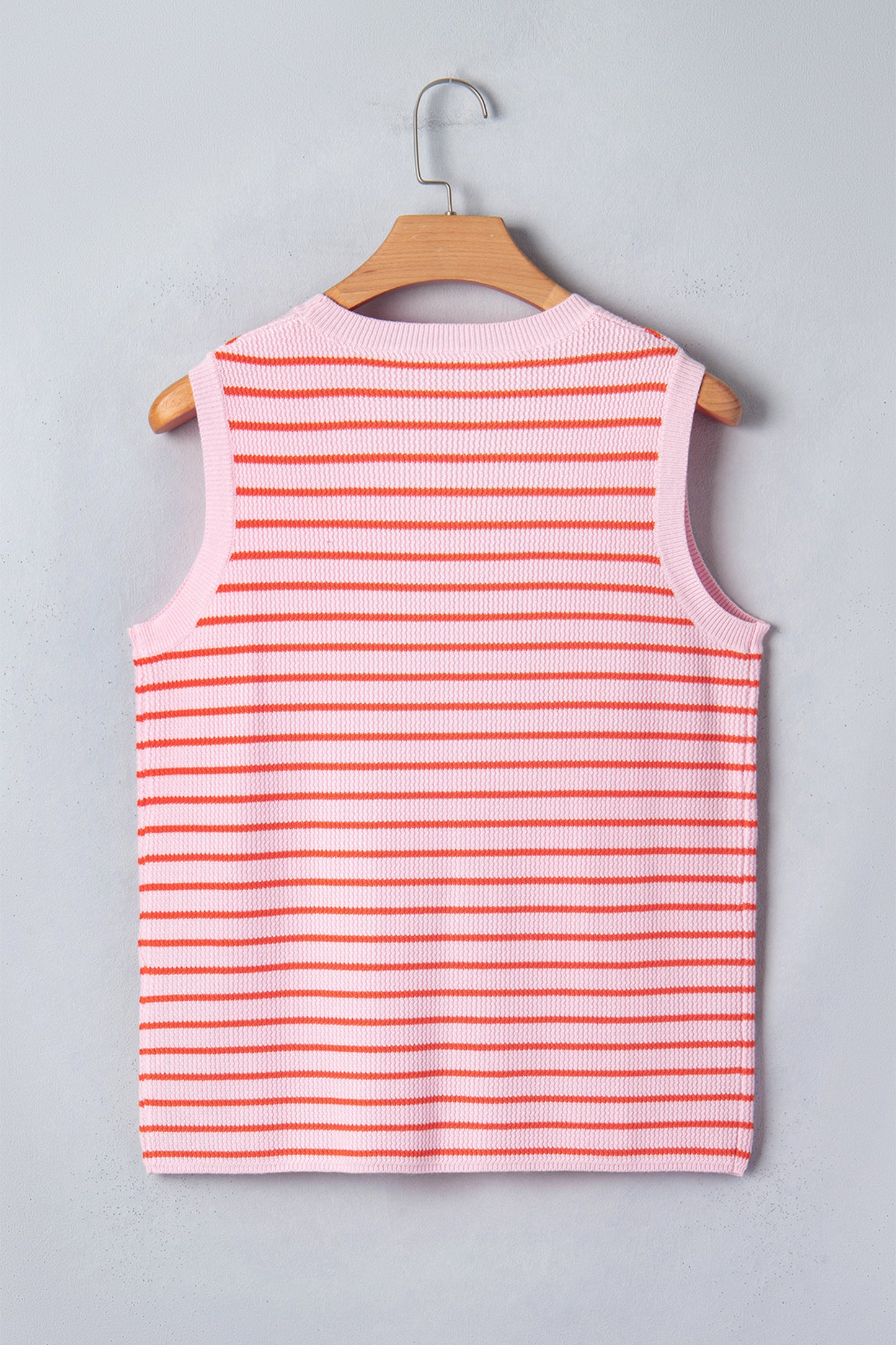 Sweet Striped Knit Sleeveless Sweater