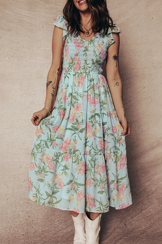 Smocked Floral Maxi Dress
