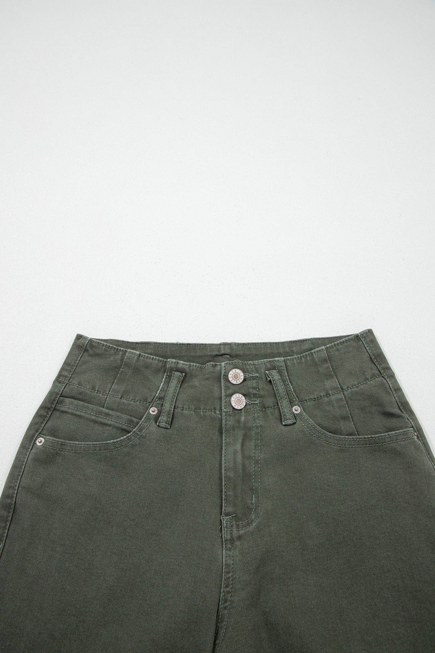 Double-Button High Waist Flared Bottom Jeans