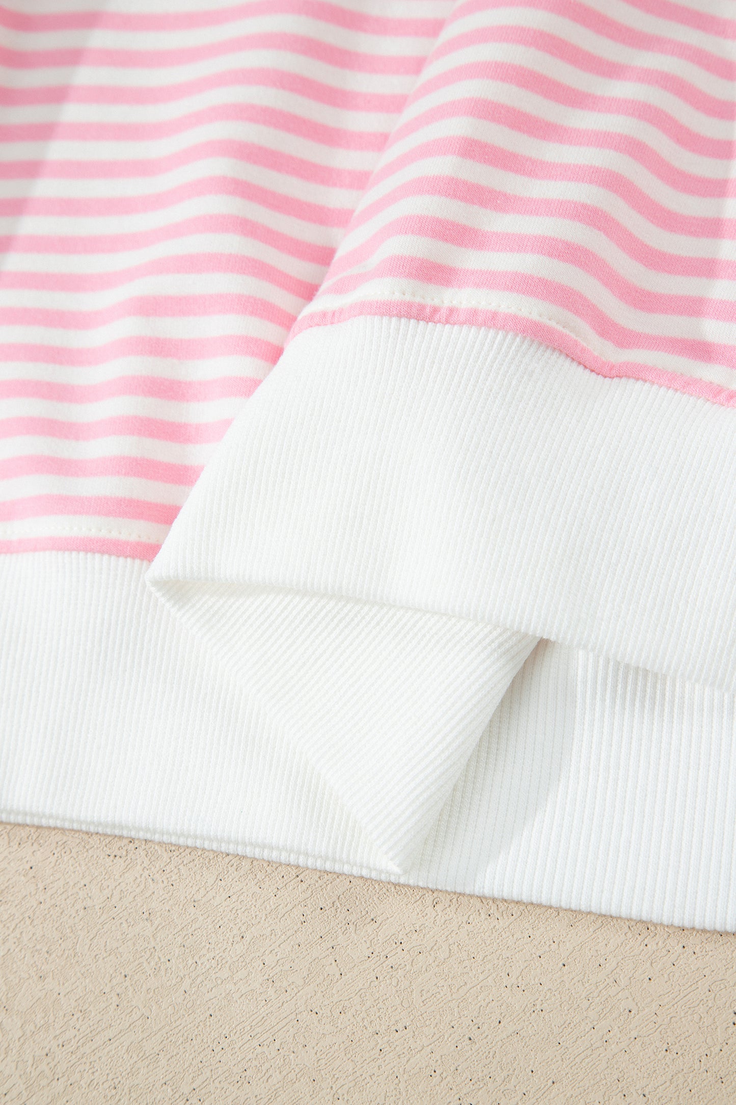 Pink Striped Sweatshirt and Shorts Set