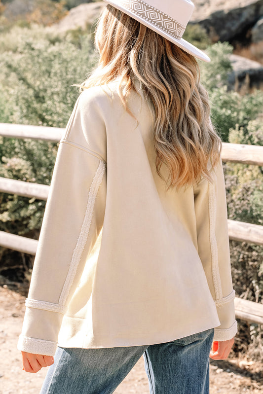 Parchment Suede Sherpa Lined Jacket
