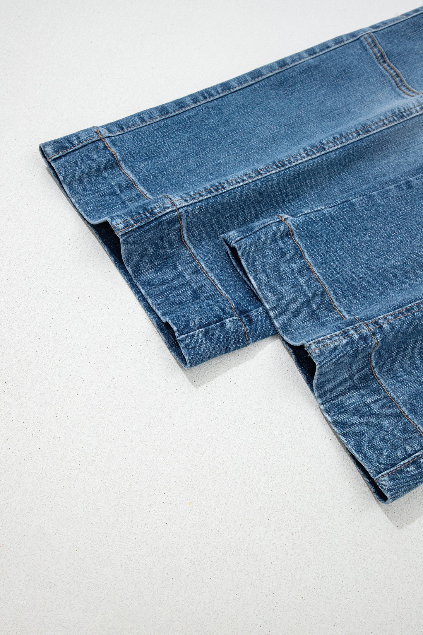 Sail Blue Exposed Stitch Straight Jeans