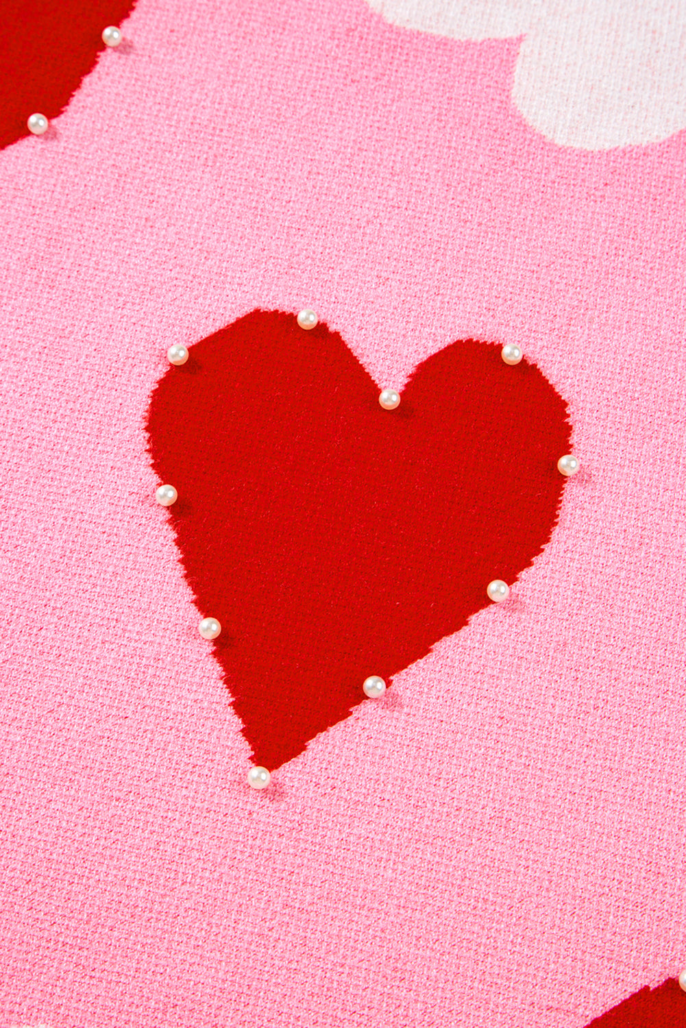 Pink Pearl Embellished Valentines Sweater