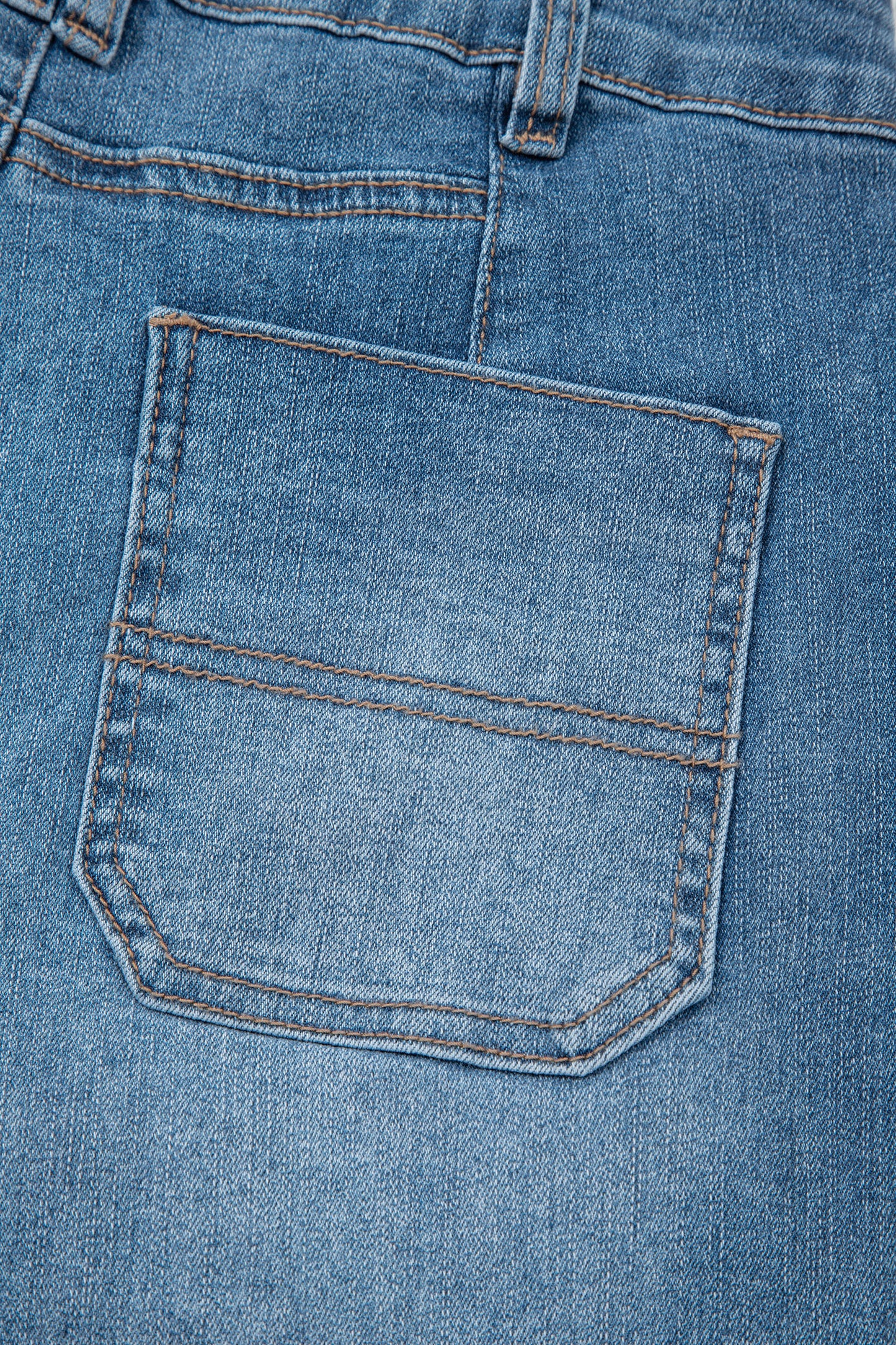 Sail Blue Exposed Stitch Straight Jeans