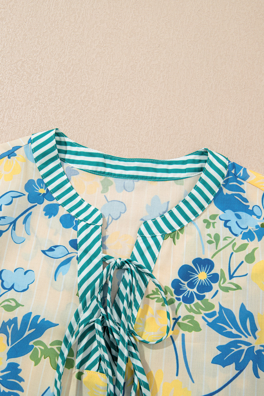 Blue Floral Striped Mini Dress