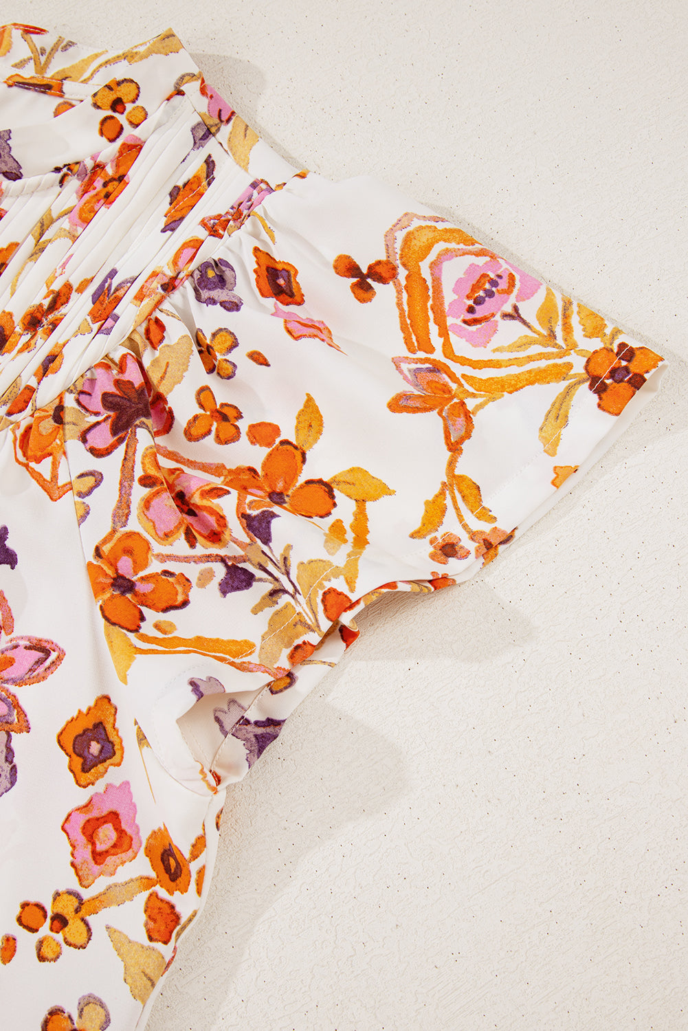 Apricot Floral Flutter Sleeve Mini Dress