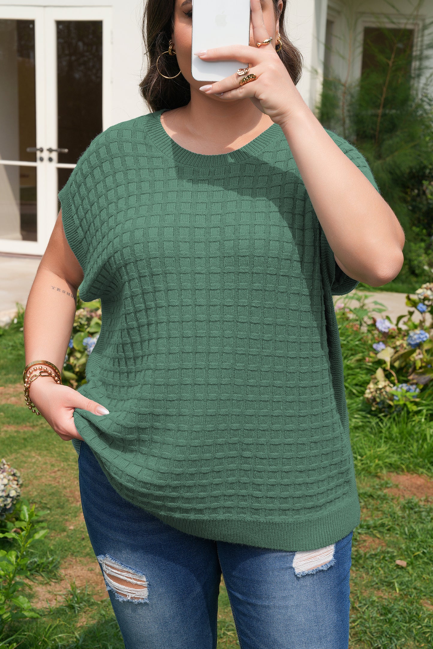 Mist Green Sweater in Plus Size
