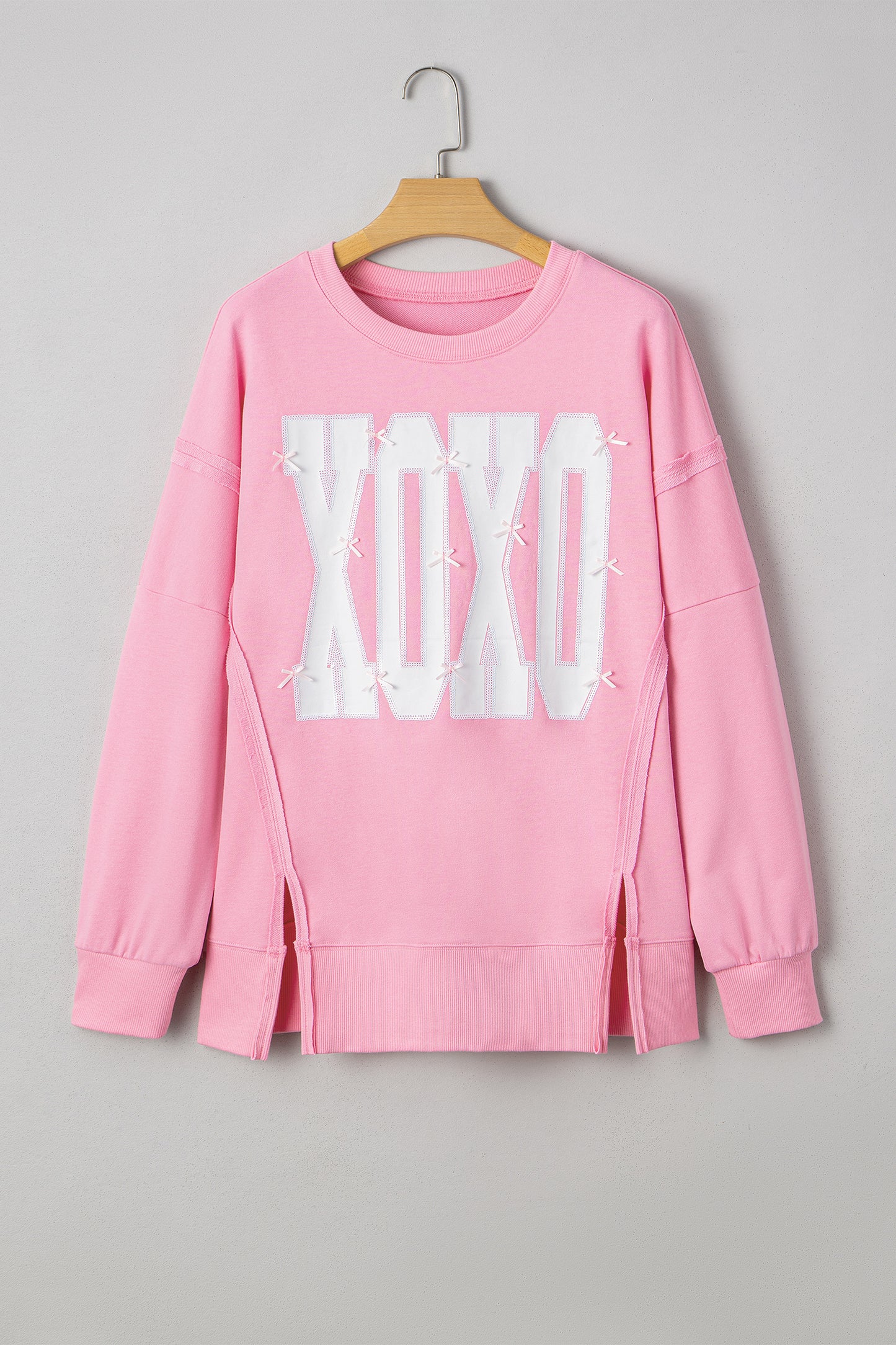 Sequined XOXO and Bow Detail Sweatshirt
