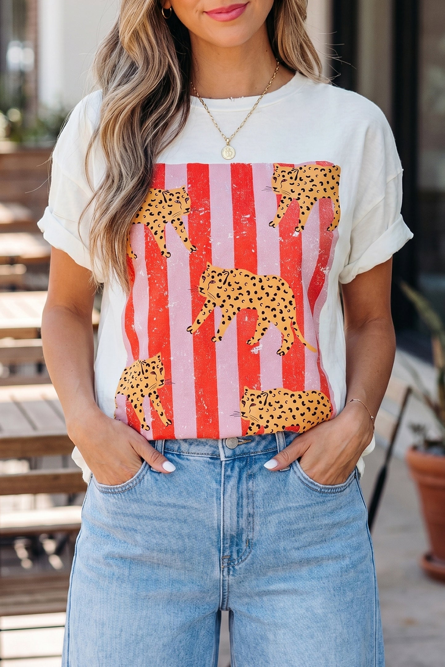 Cheetah Striped Retro Tee
