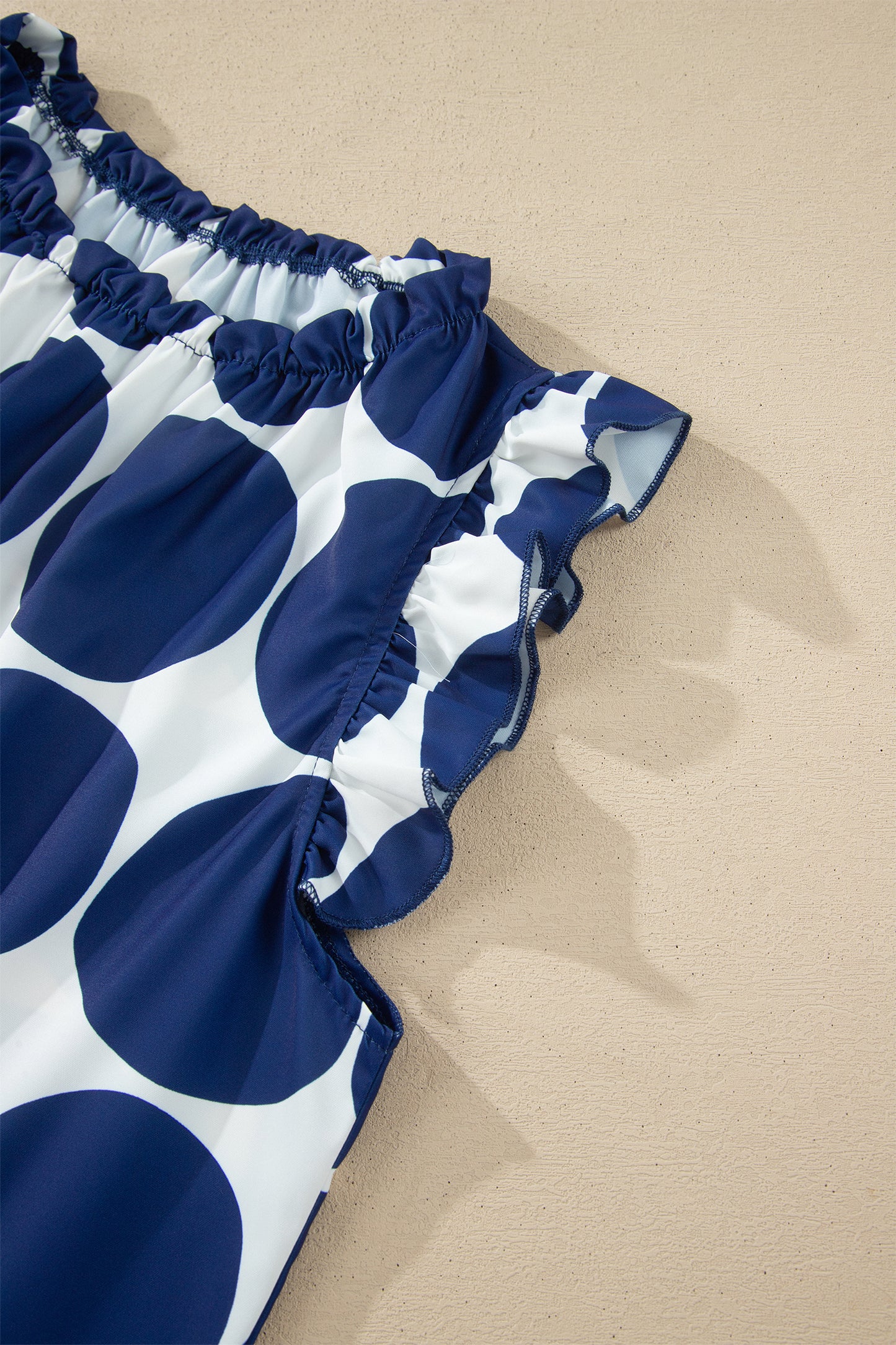 Polka Dot Frills Sleevless Blouse