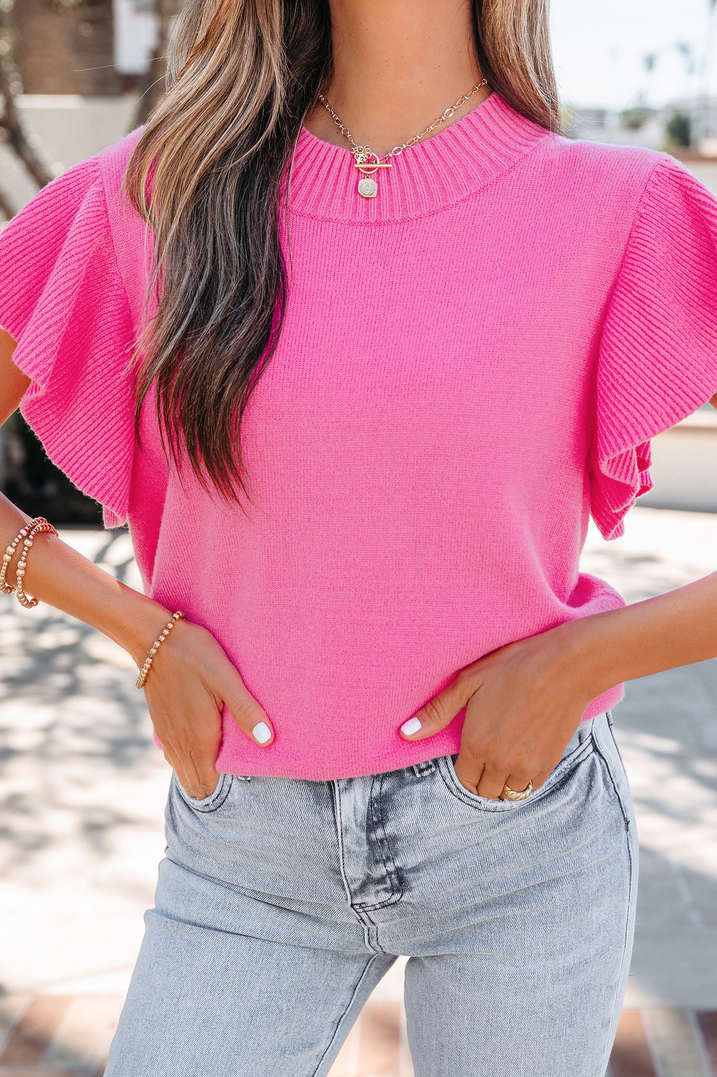 Sachet Pink Round Neck Sweater