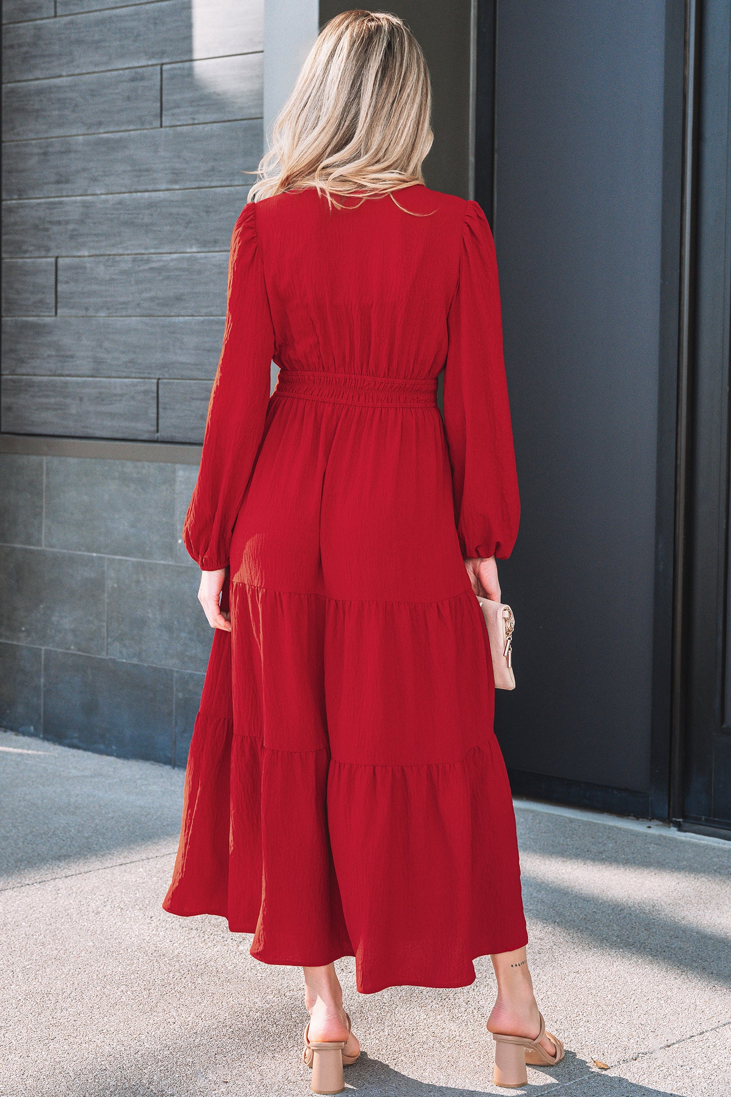Racing Red Embroidered Detail Maxi Dress