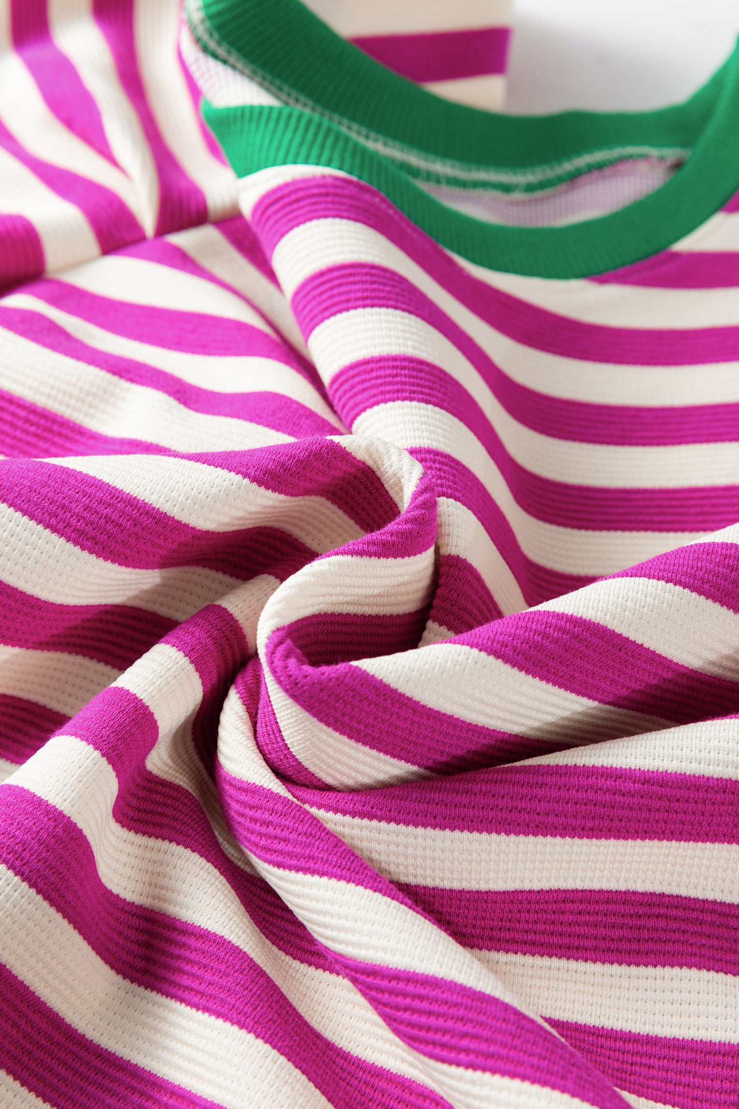 Striped Puff Sleeve Round Neck Tee