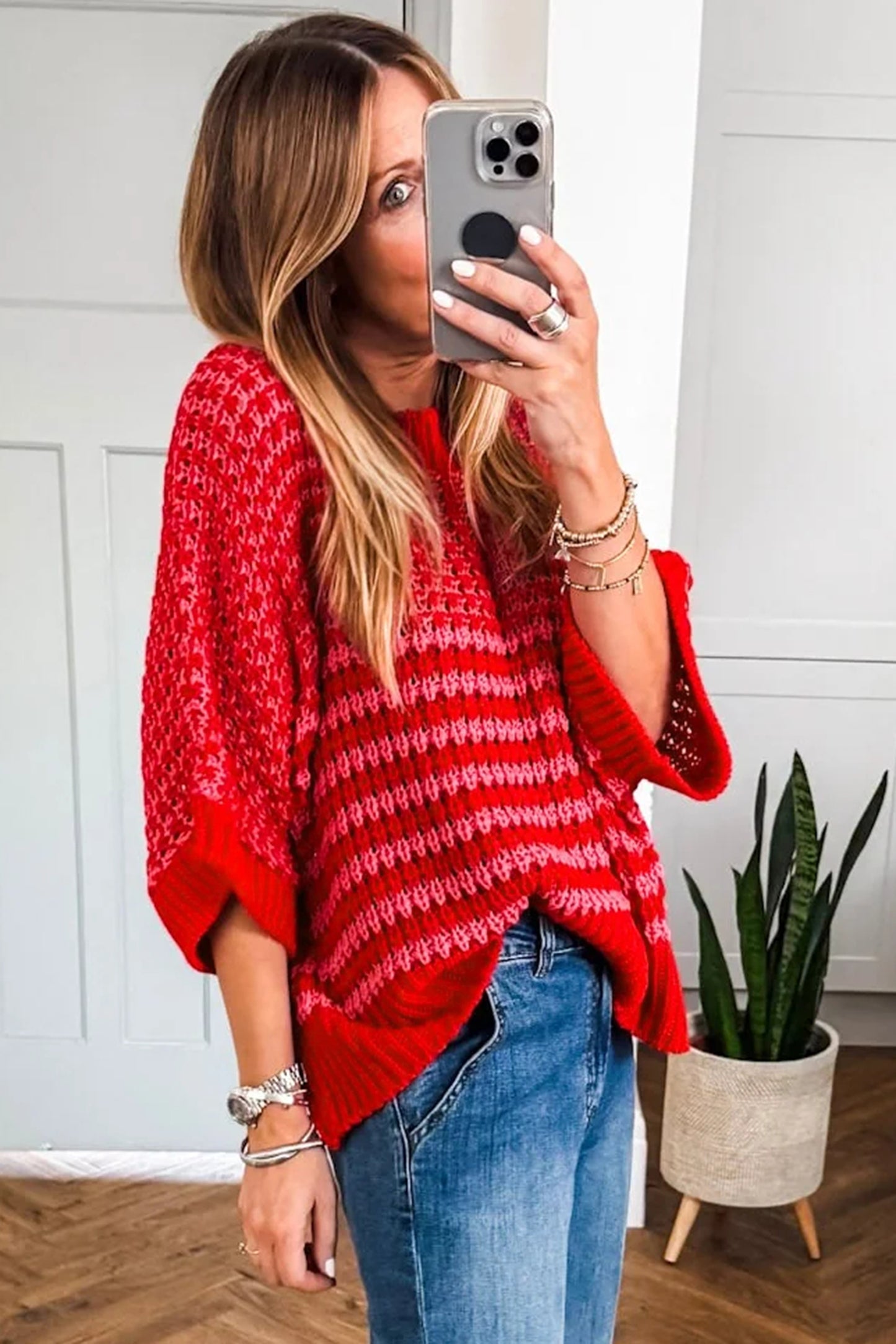 Draped Sleeve Slouchy Sweater