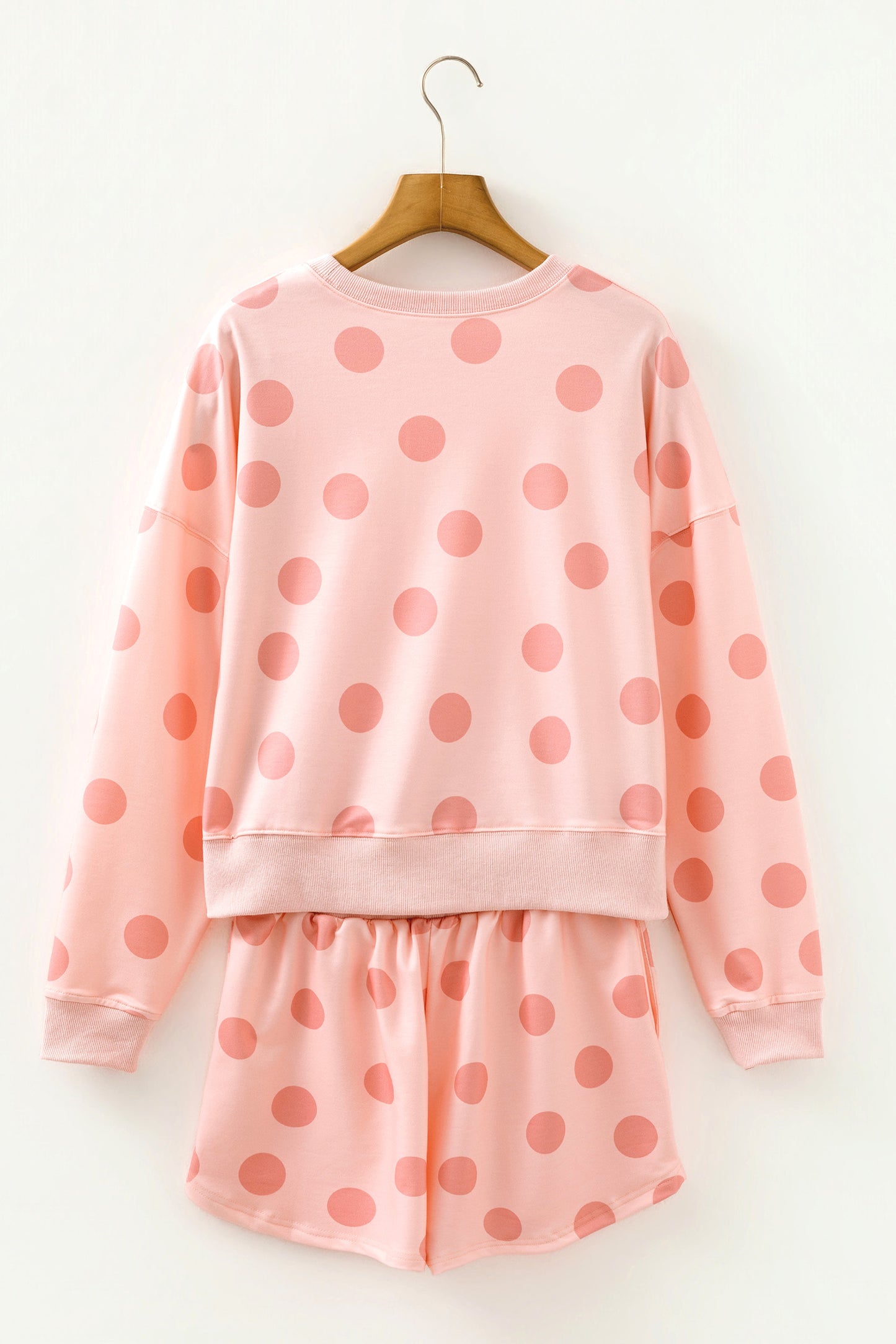 Polka Dot Print Pullover & Shorts Set