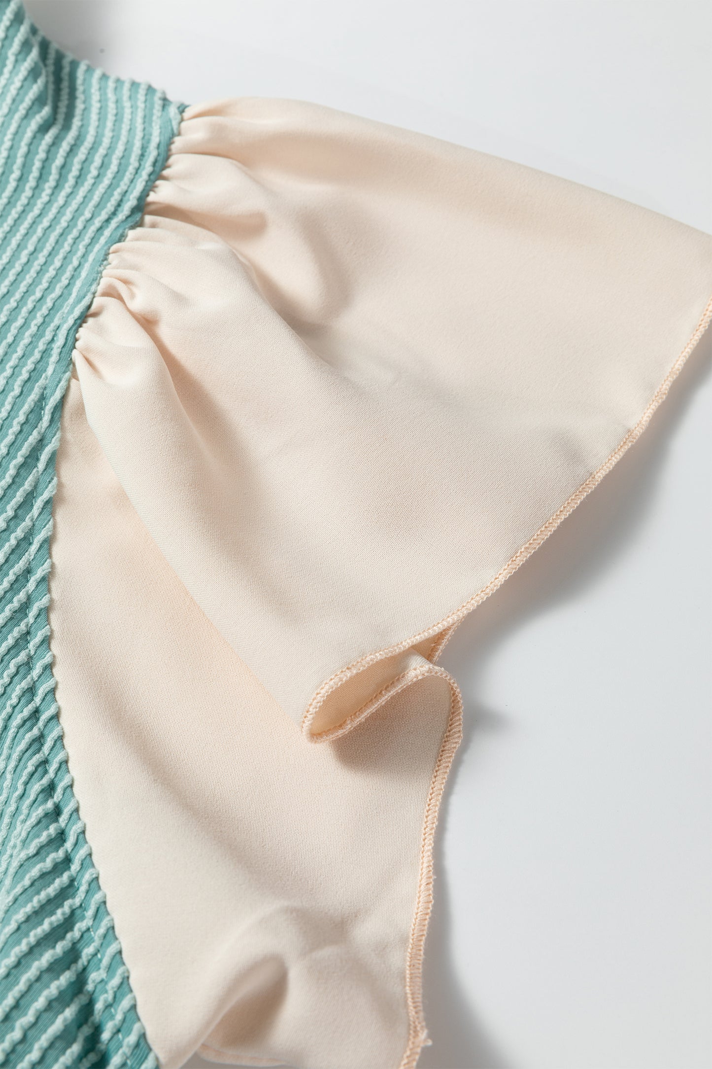 Ruffled Sleeve Ribbed Blouse in Plus Size