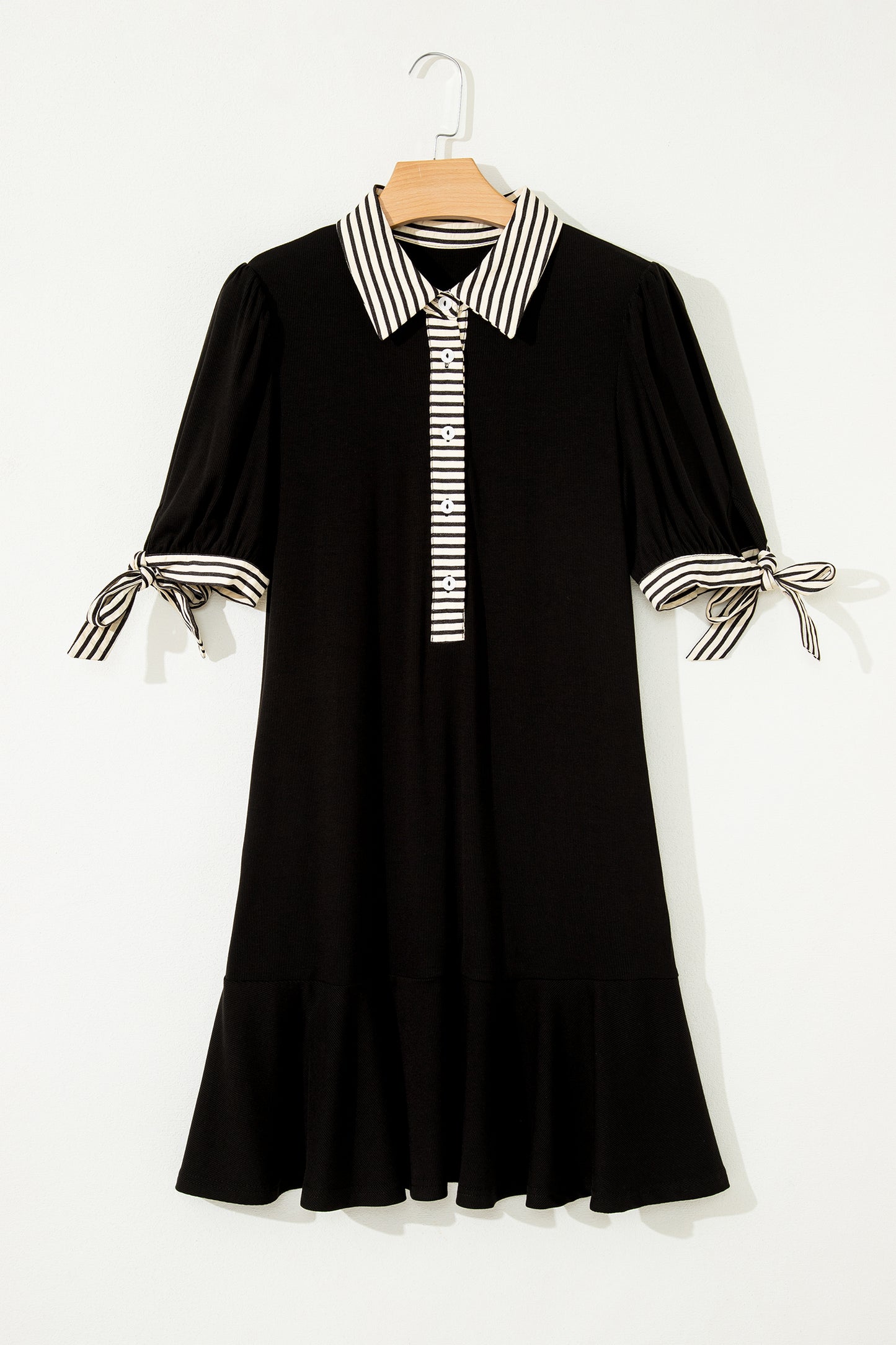 Black Stripe Detail Polo Dress