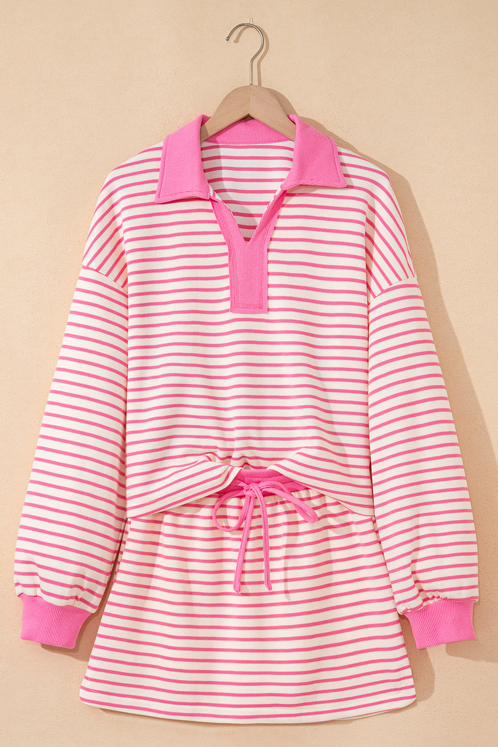 Pink Striped Pullover and Skort 2pc Set