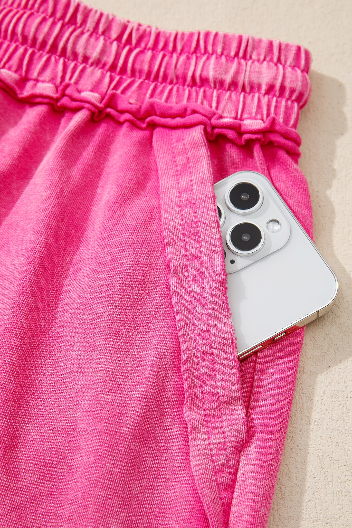 Rose Red Mineral Washed Raw Cut Shorts