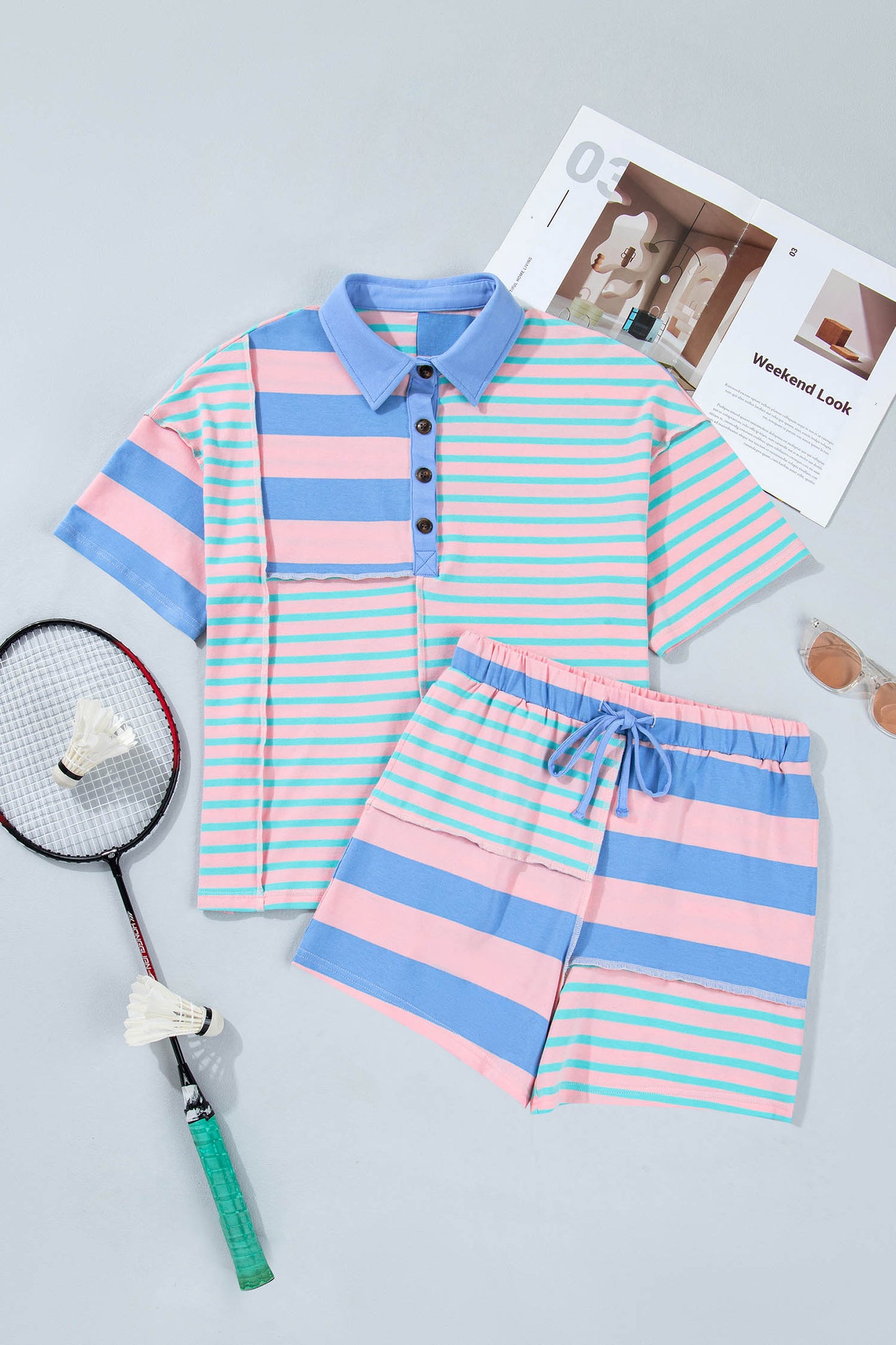 Pink Patchwork 2pc Short Set