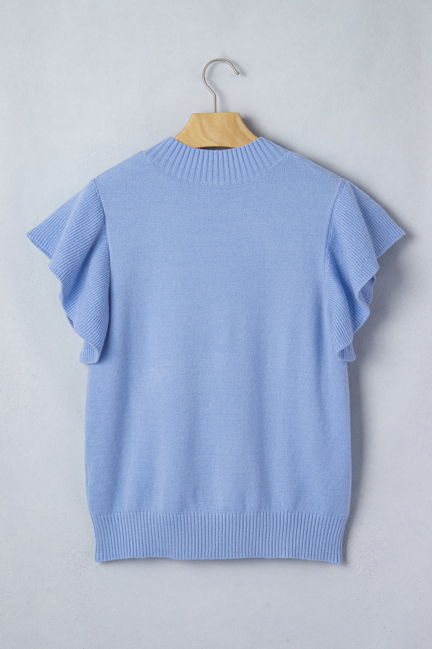 Ribbed Ruffle Sleeve Sweater