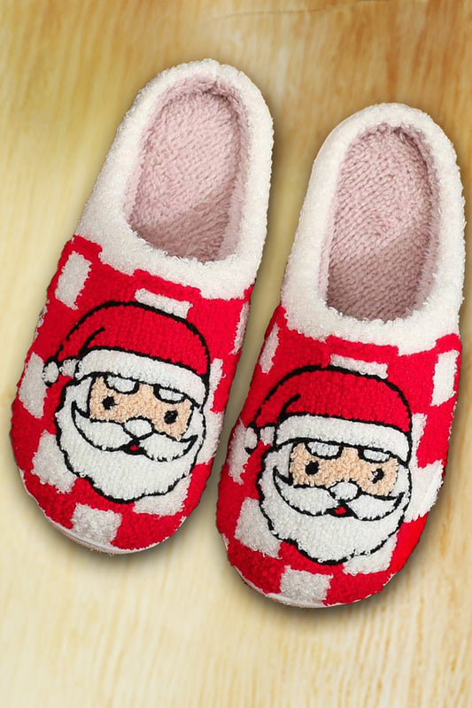 Checkered Santa Plush Slippers
