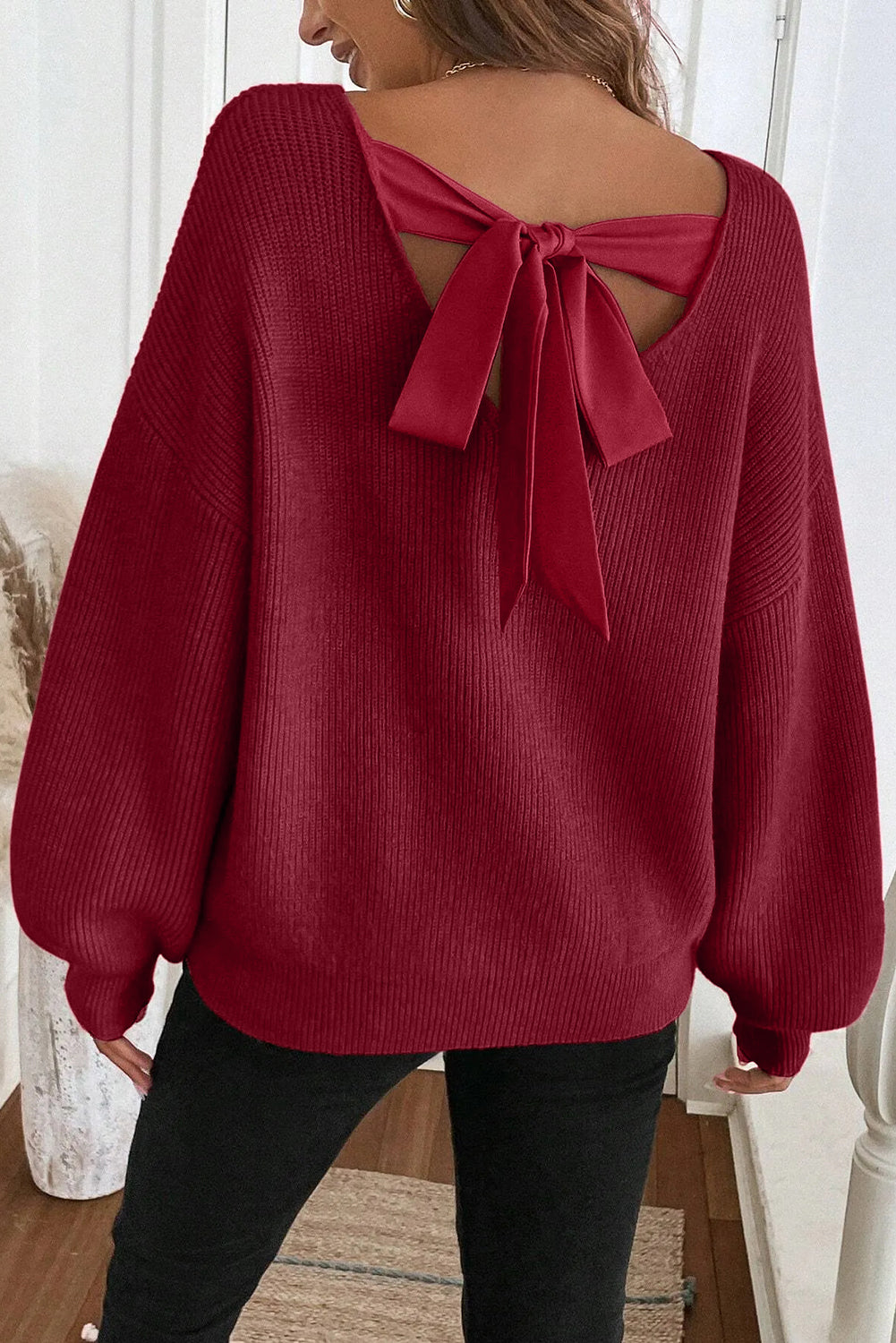 Red Dahlia Ribbed Knit Sweater