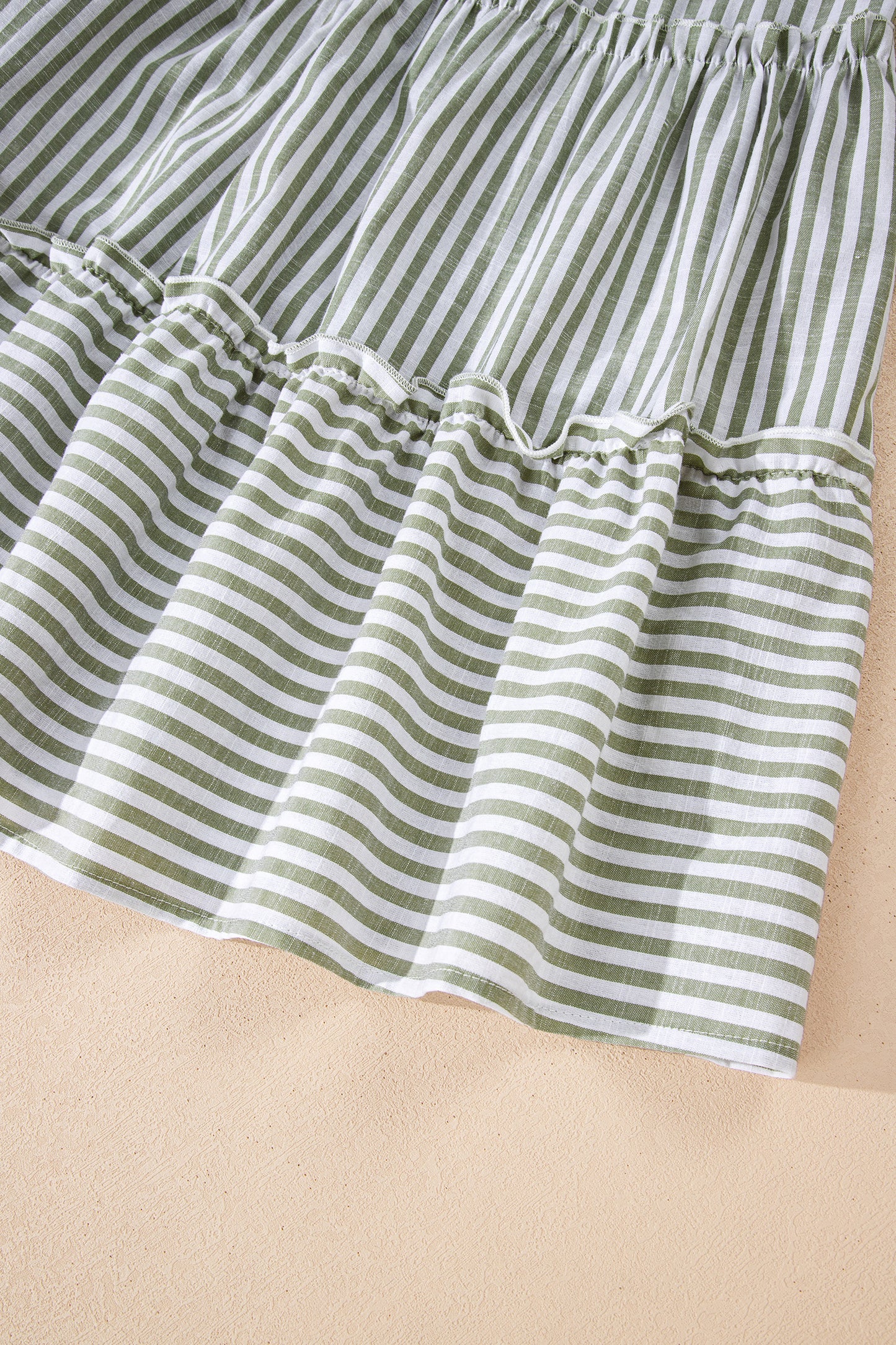 Green Stripe Ruffle Tiered Dress
