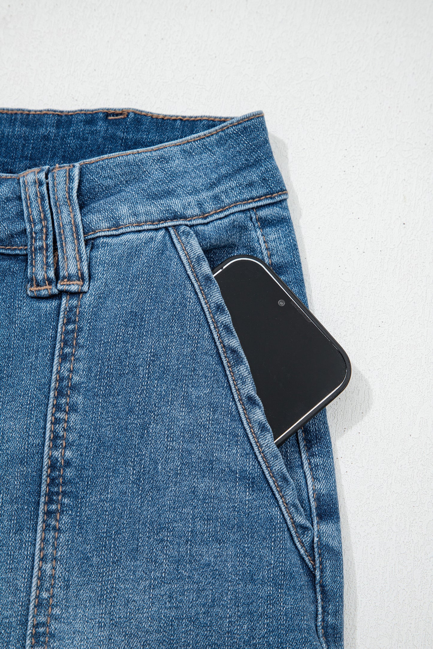 Sail Blue Exposed Stitch Straight Jeans