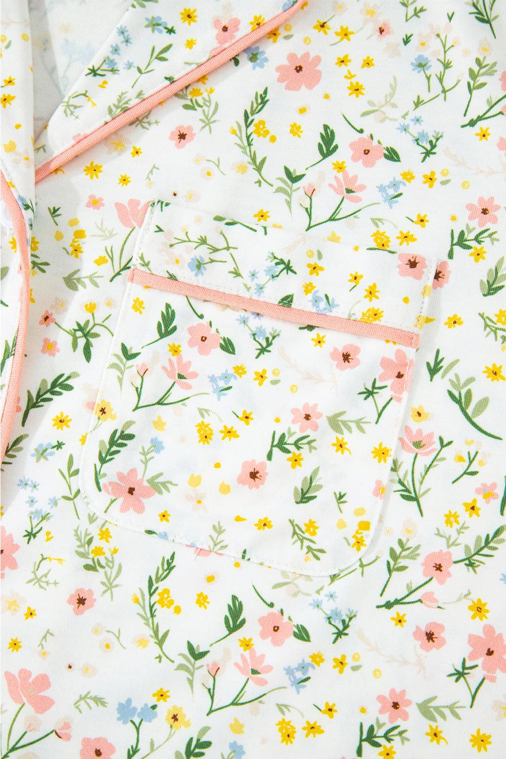 Ditsy Flowers with Contrast Piping 2pc Pajamas Set