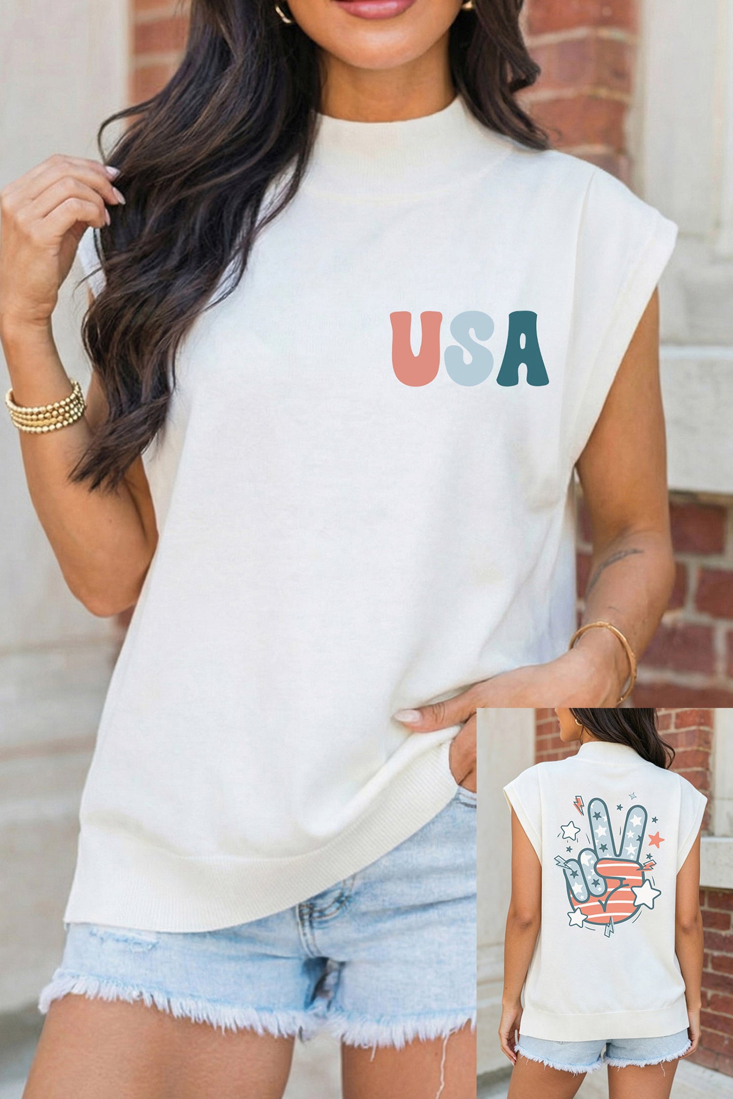 Born in the USA Mock Neck Tee