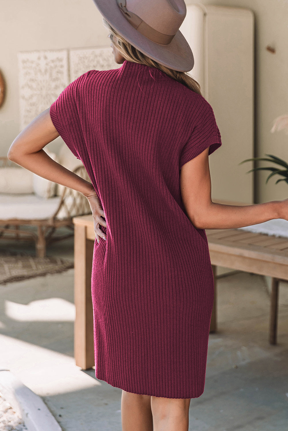 Red Dahlia Ribbed Knit Sweater Dress