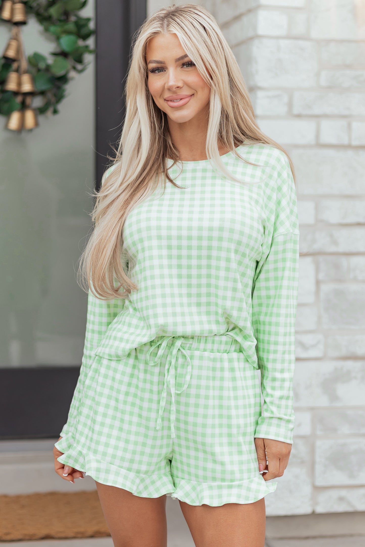 Green Gingham 2pc Lounge Set