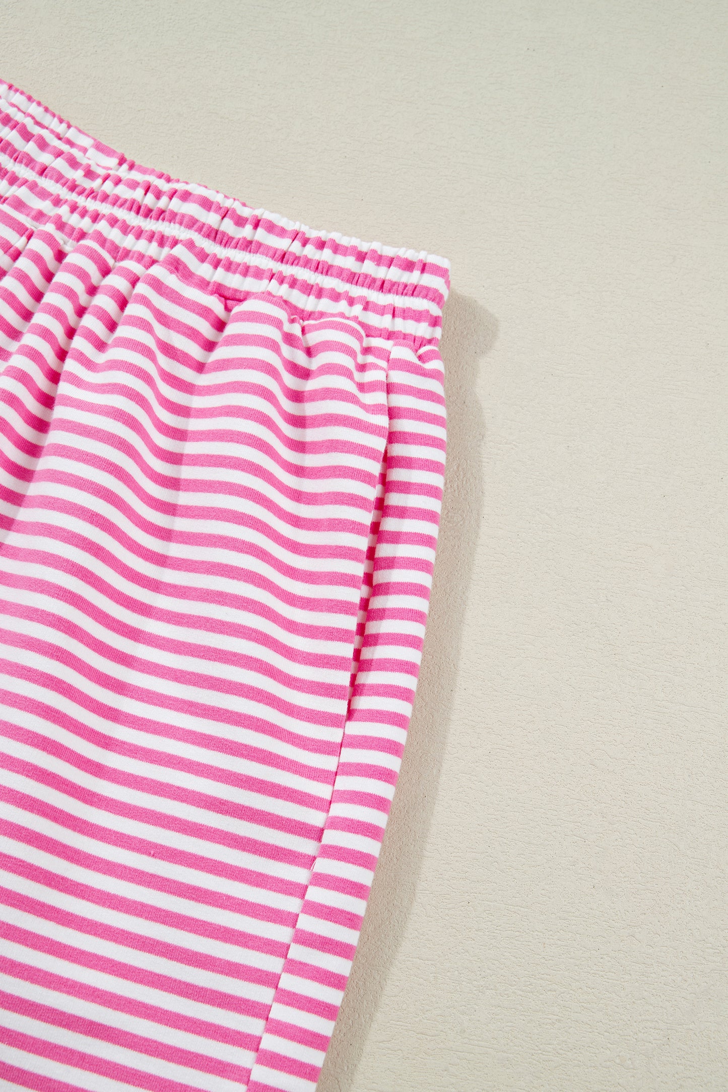 Pink Striped Sweatshirt and Shorts Set