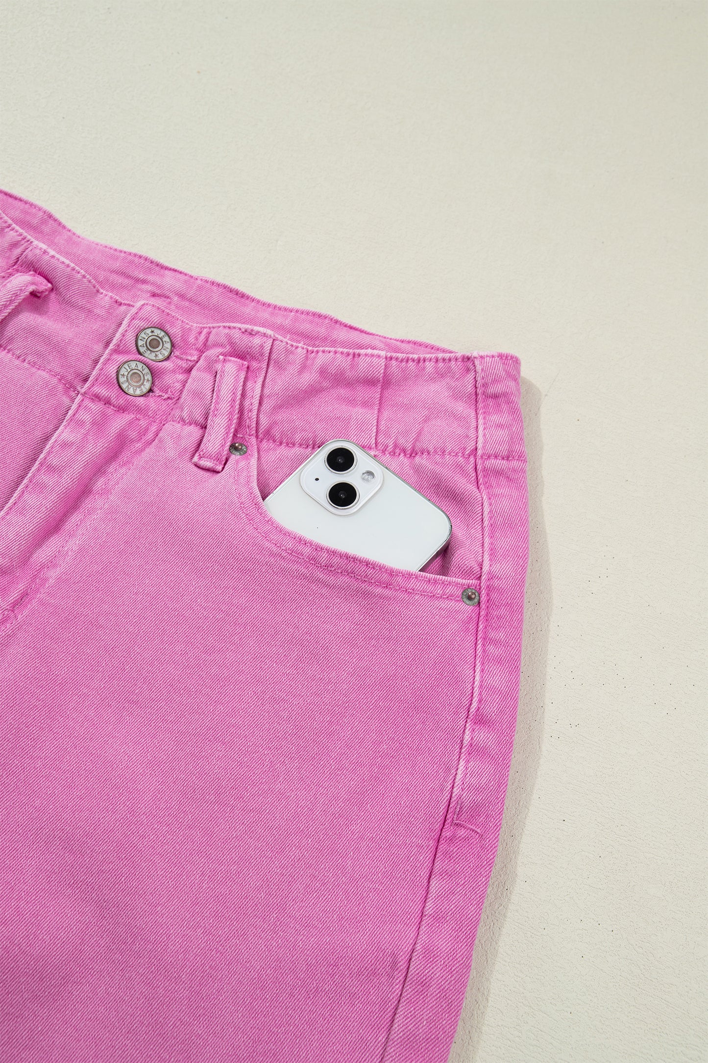 Double-Button High Waist Flared Bottom Jeans