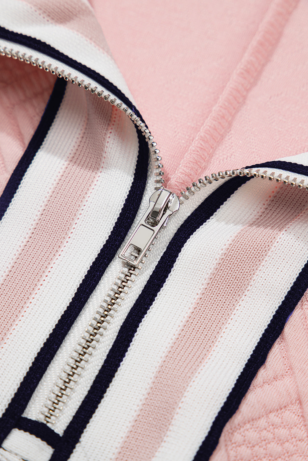Puff Sleeve Blouse with Striped Collar-Pink