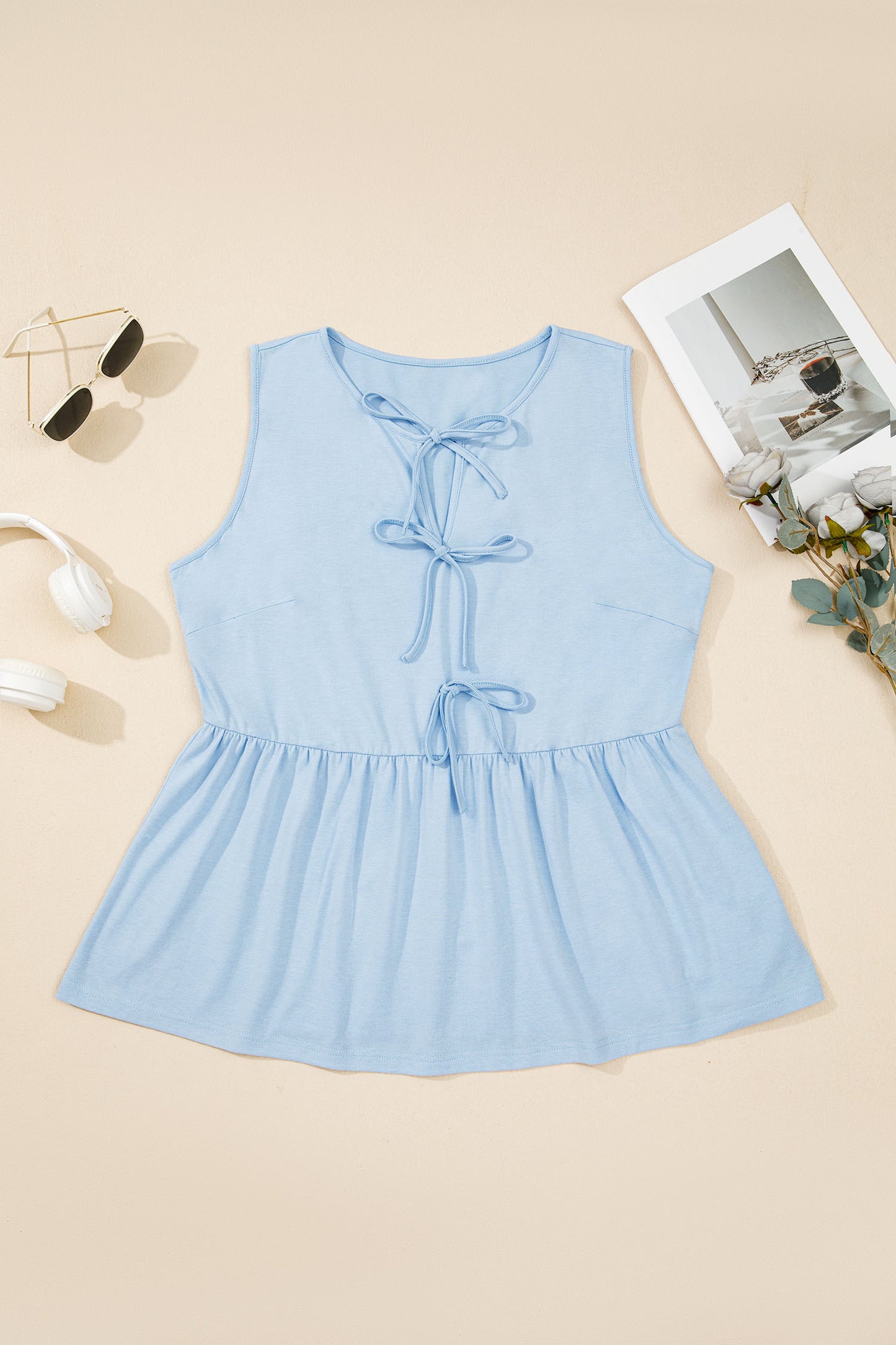 Bow Tie Peplum Top in Plus Size