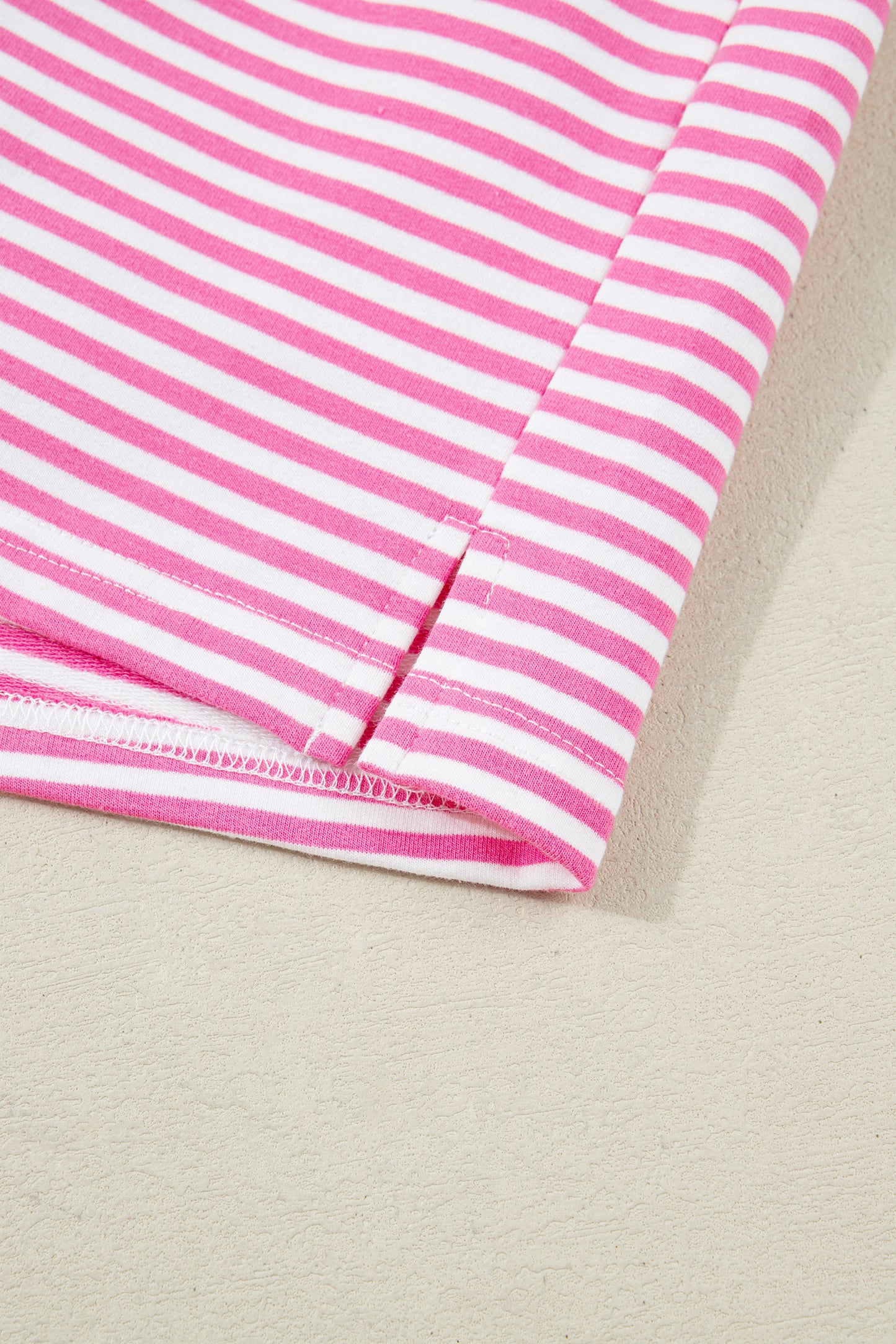 Pink Striped Sweatshirt and Shorts Set