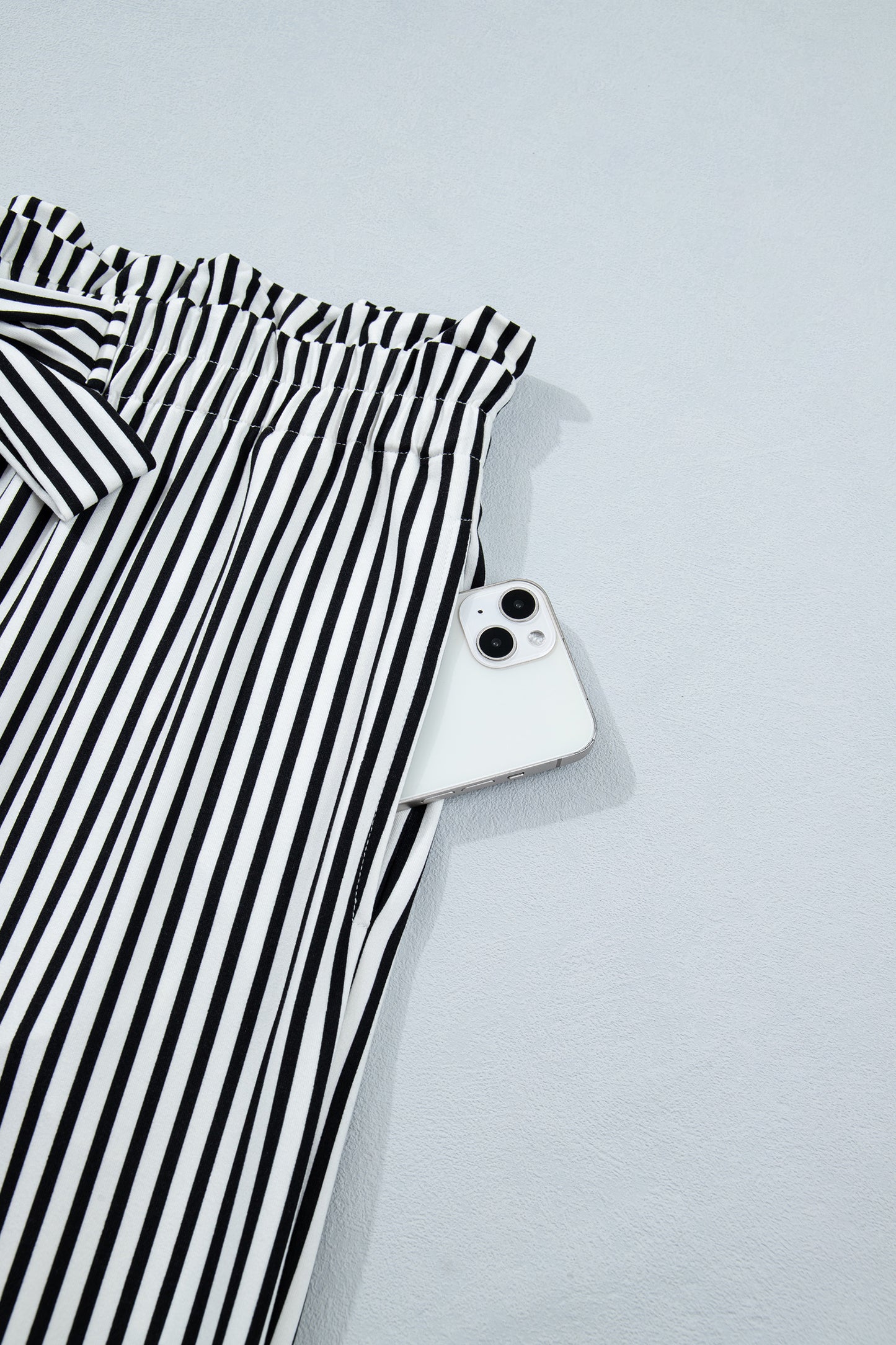 Black Striped Casual Pants in Plus Size