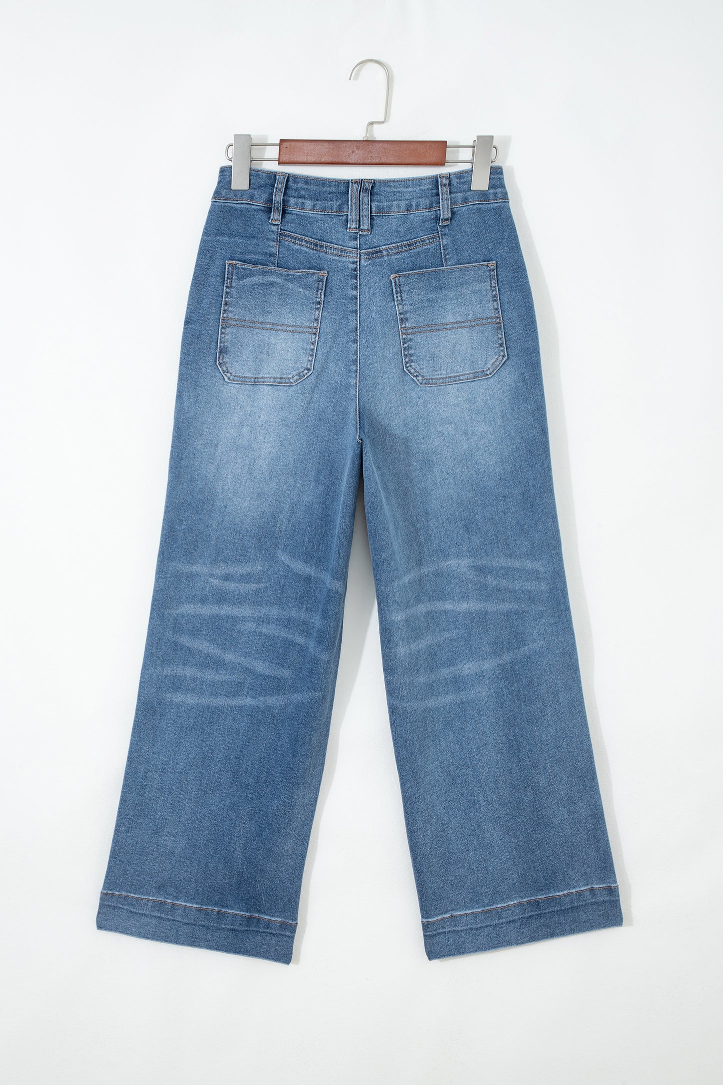 Sail Blue Exposed Stitch Straight Jeans
