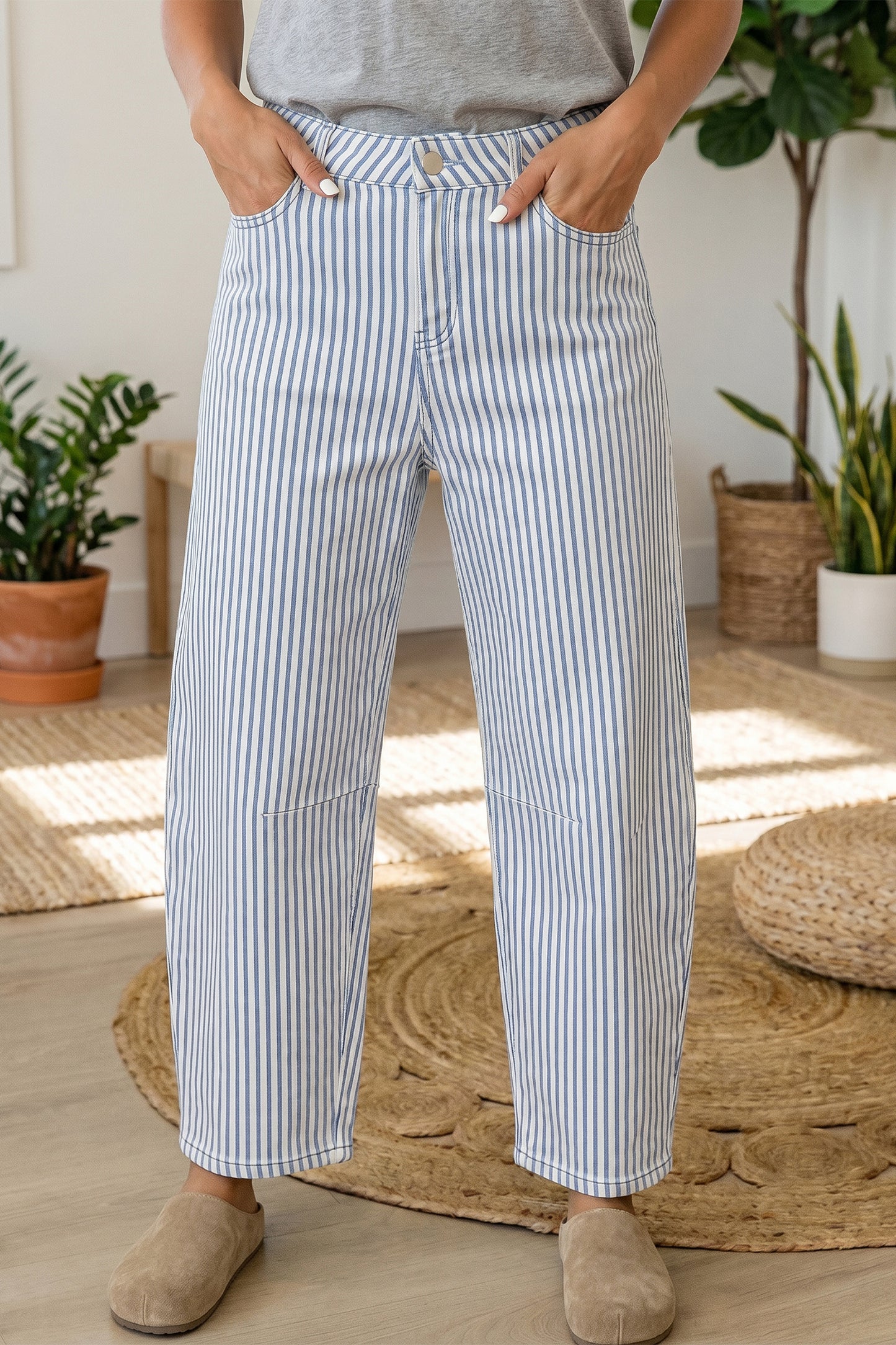 Stay Striped Barrel Jeans