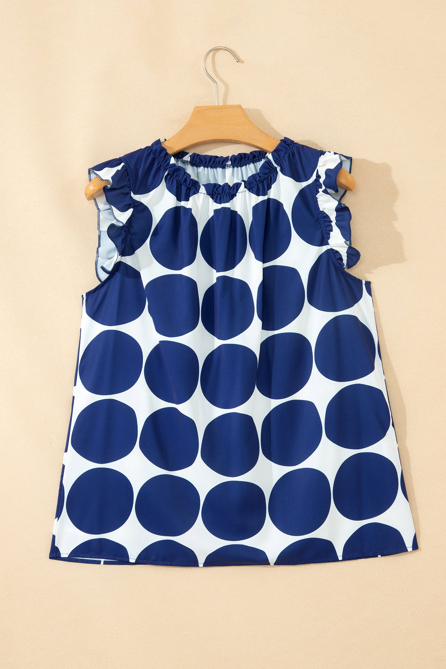 Polka Dot Frills Sleevless Blouse
