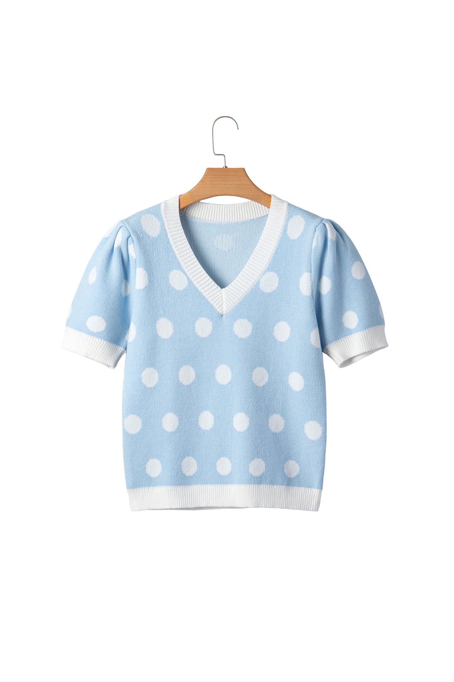 Polka Dot Puff Short Sleeve Sweater