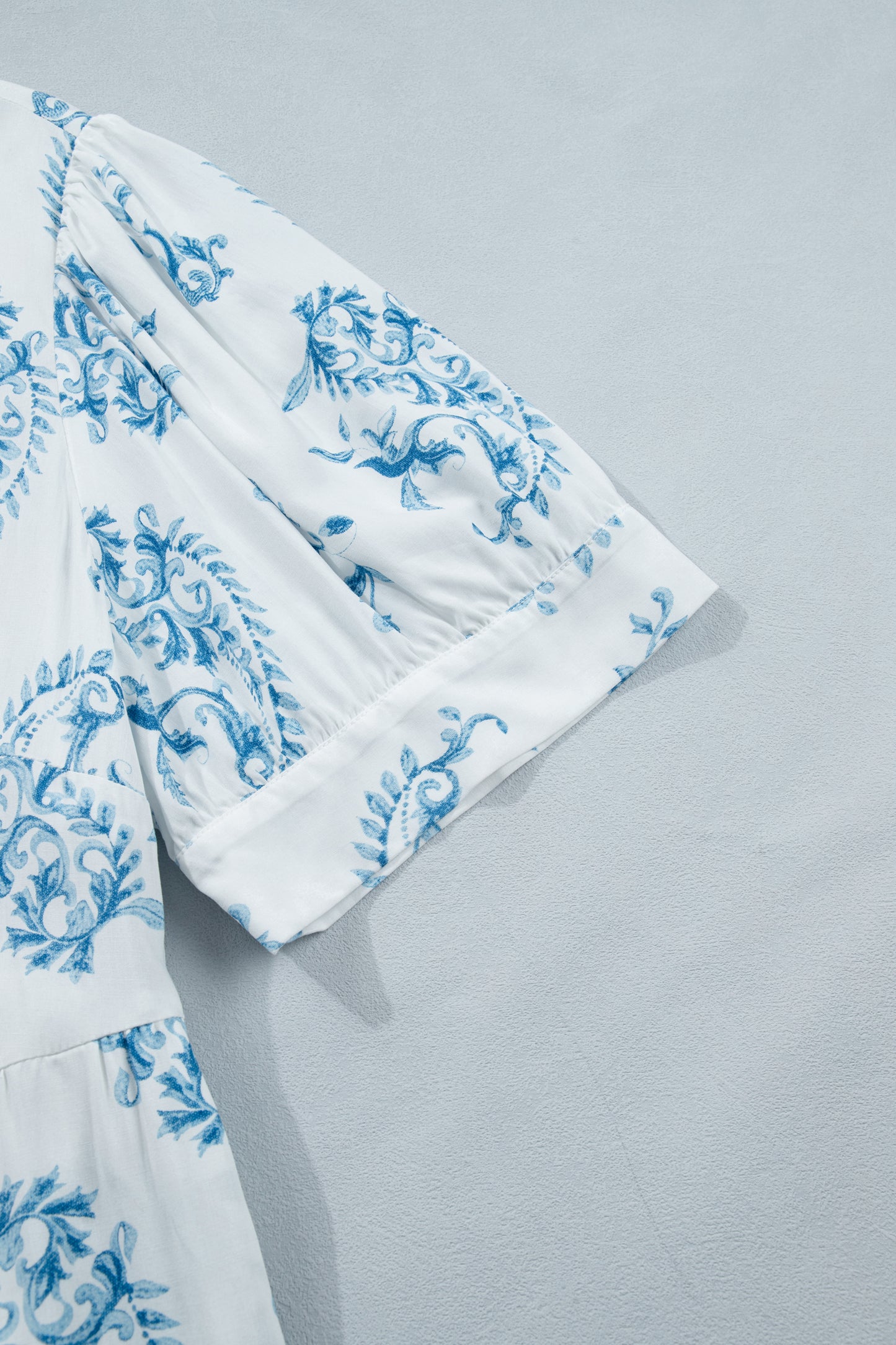 Sky Blue Floral Print Maxi Dress in Plus Size