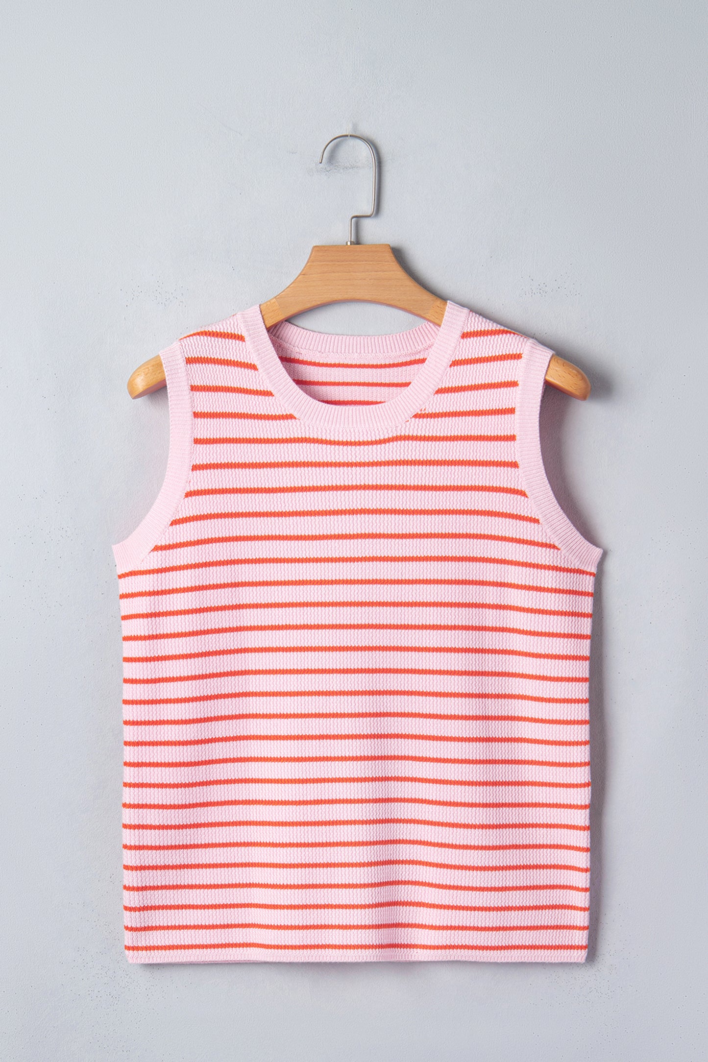 Sweet Striped Knit Sleeveless Sweater