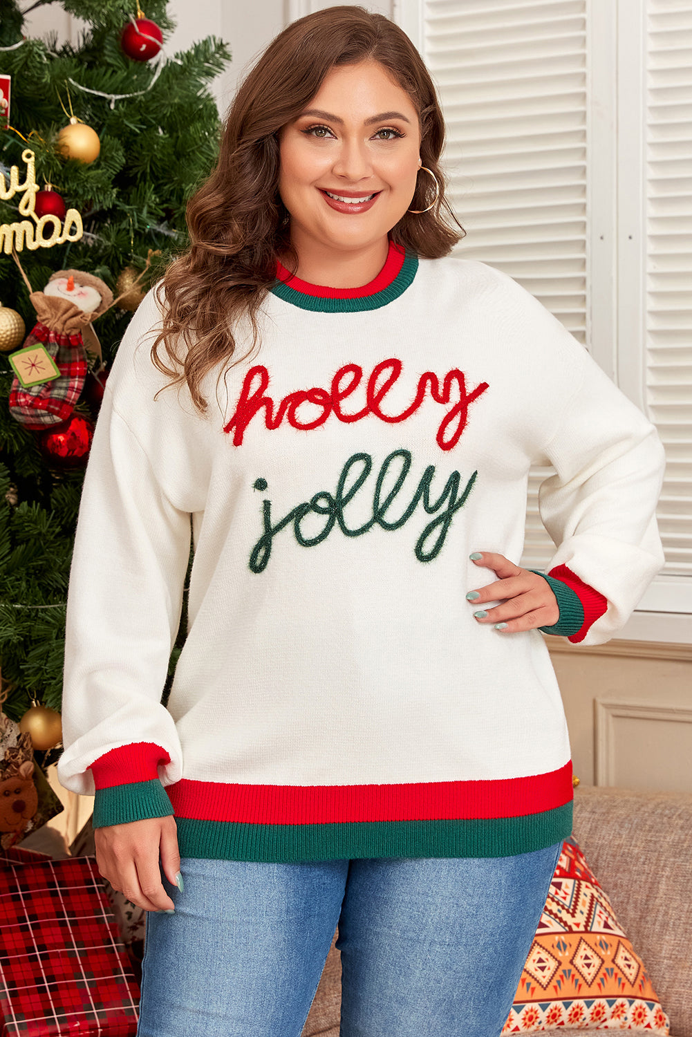 Tinsel Holly Jolly Plus Size Sweater