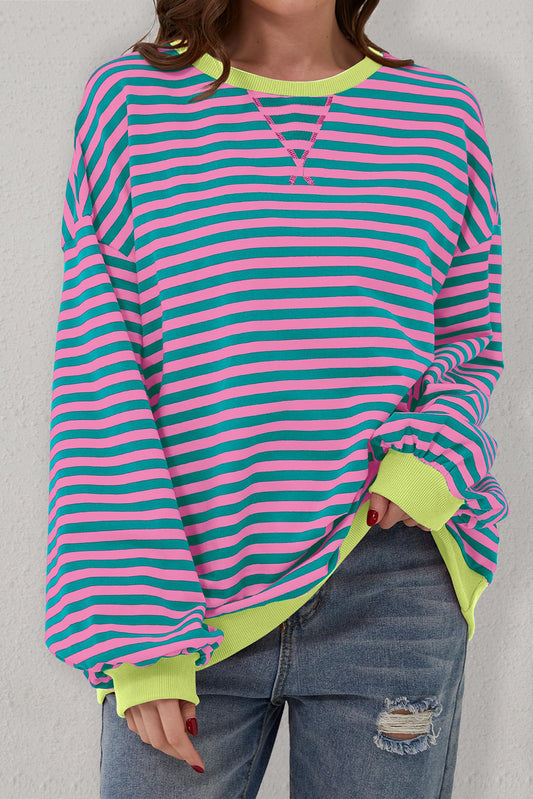 Green Stripe Oversized Pullover