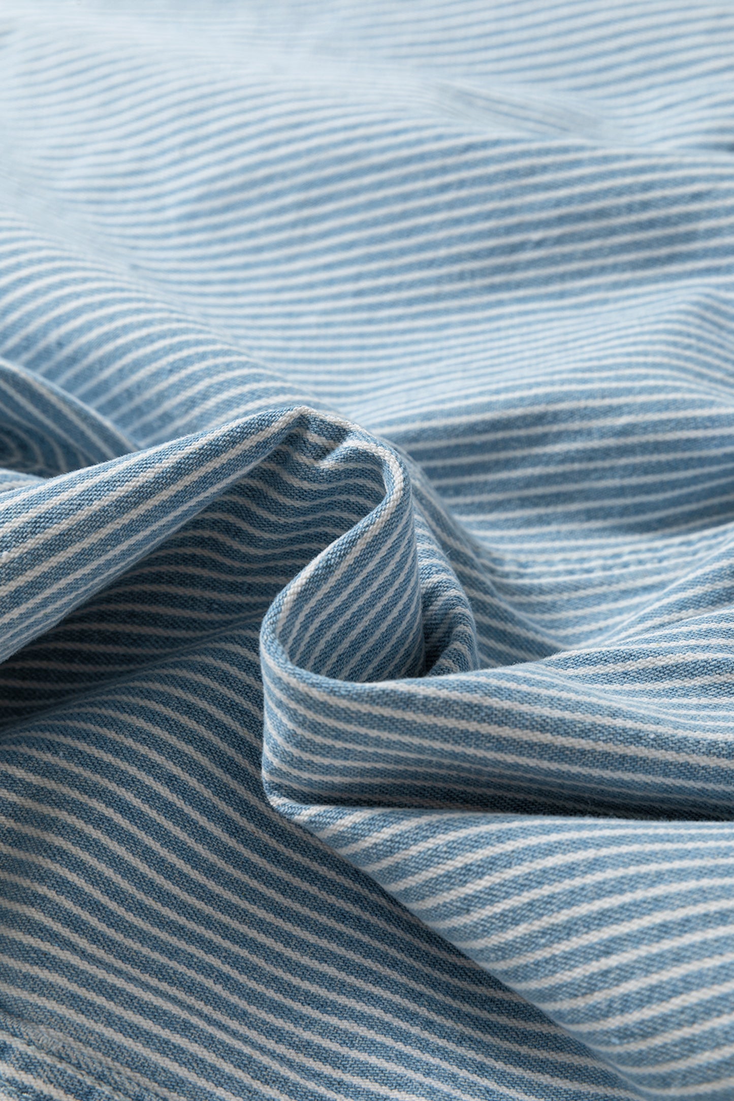 Sky Blue Striped Denim Shorts